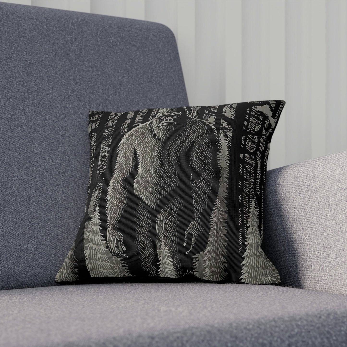 Bigfoot Pillow, Bigfoot Sasquatch Pillow, Cotton Pillow Sham, Bigfoot Sofa Pillows, Decorative Square Pillow, Gift For Home