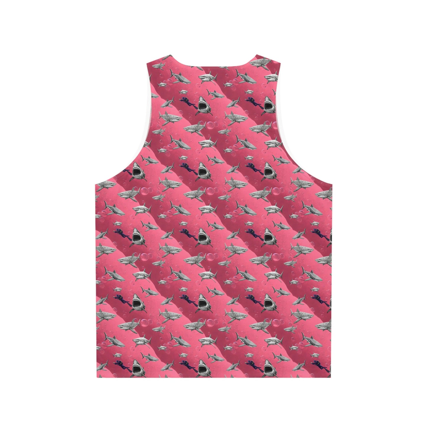Pink Sea Shark Tank Top, Scuba Diving Muscle Shirt, Summer Workout Tank Top, Pink Fitness Shirt, Sleeveless Shirt, Gym Top