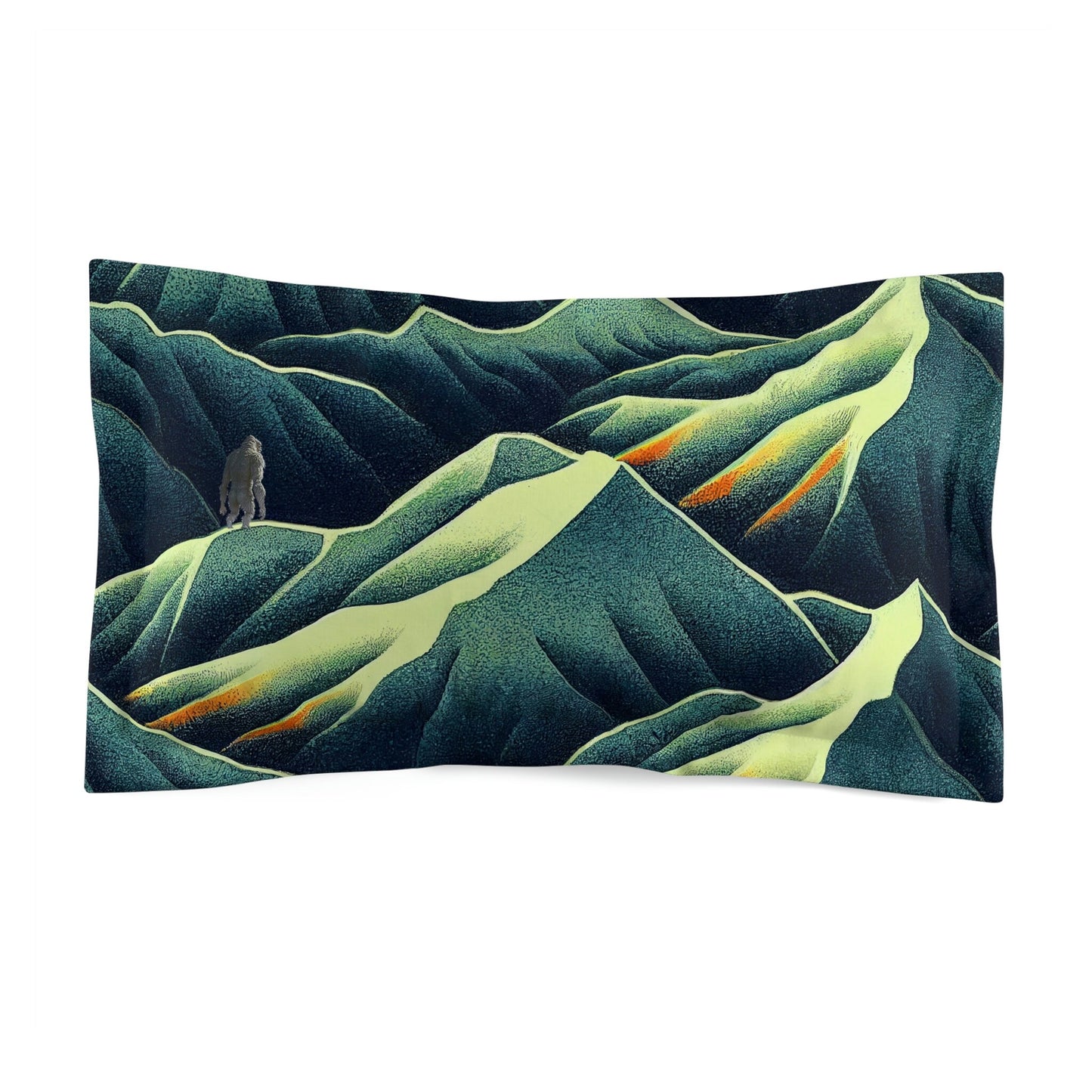 Lone Yeti Pillow, Microfiber Pillow Sham, Mountain Pillow, Decorative Sofa Pillows, Landscape Pillow, Adventure Pillow