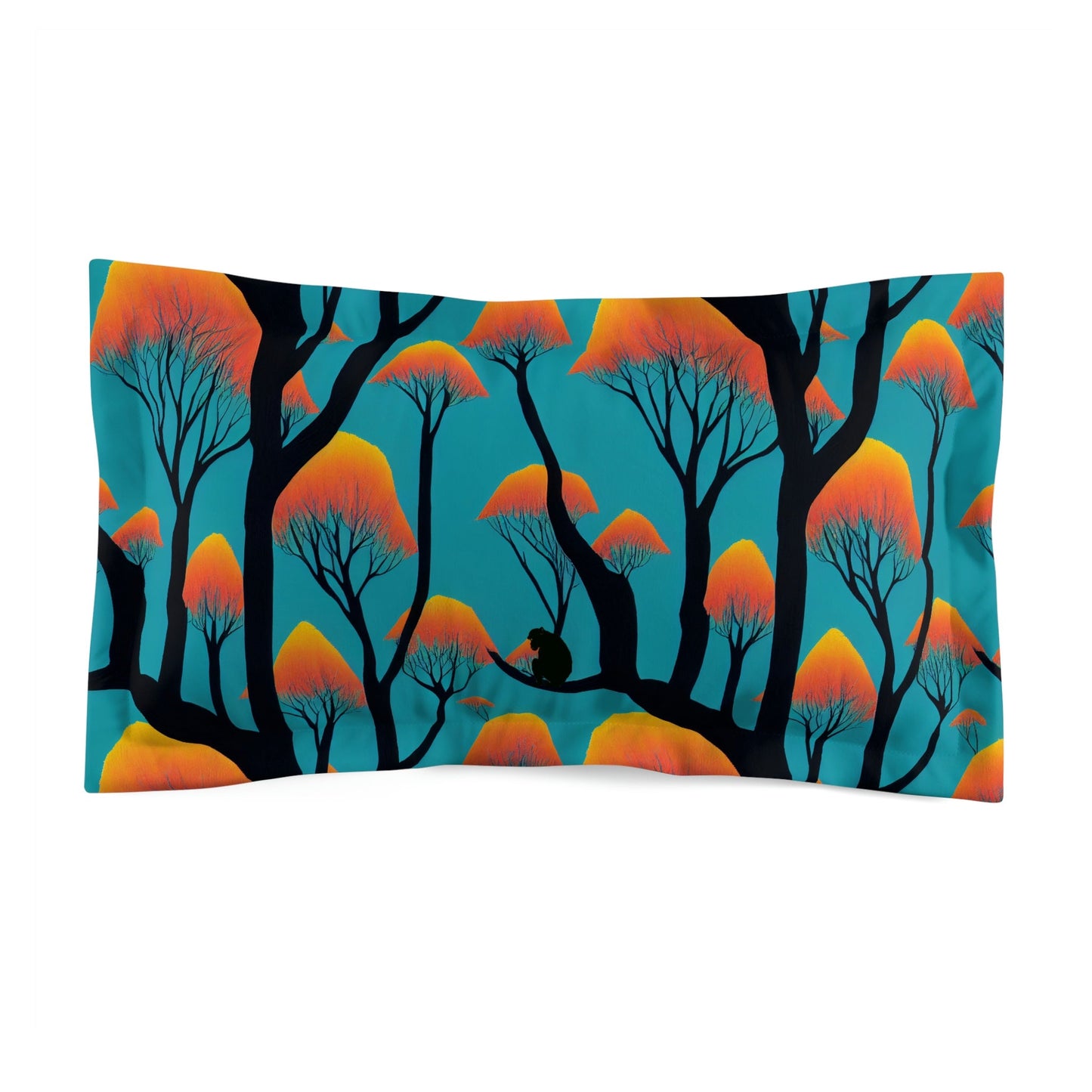 Orange Forest Throw Pillow, Microfiber Pillow Sham, Decorative Square Pillow, Gift For Home, Landscape Pillow, Crochet Pillow