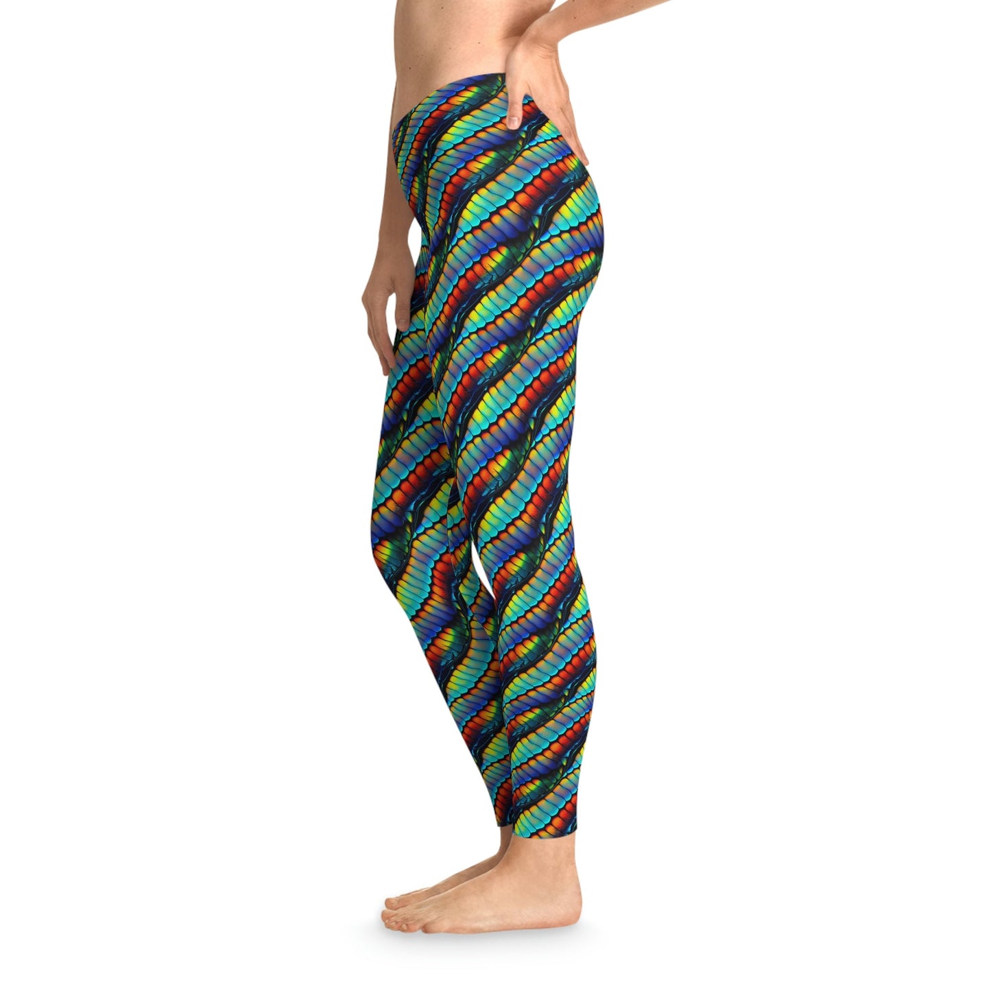 Rainbow Scales Colorful Leggings, Stretchy Fabric Yoga Leggings, Workout Leggings, Gym Leggings, Fitness Leggings