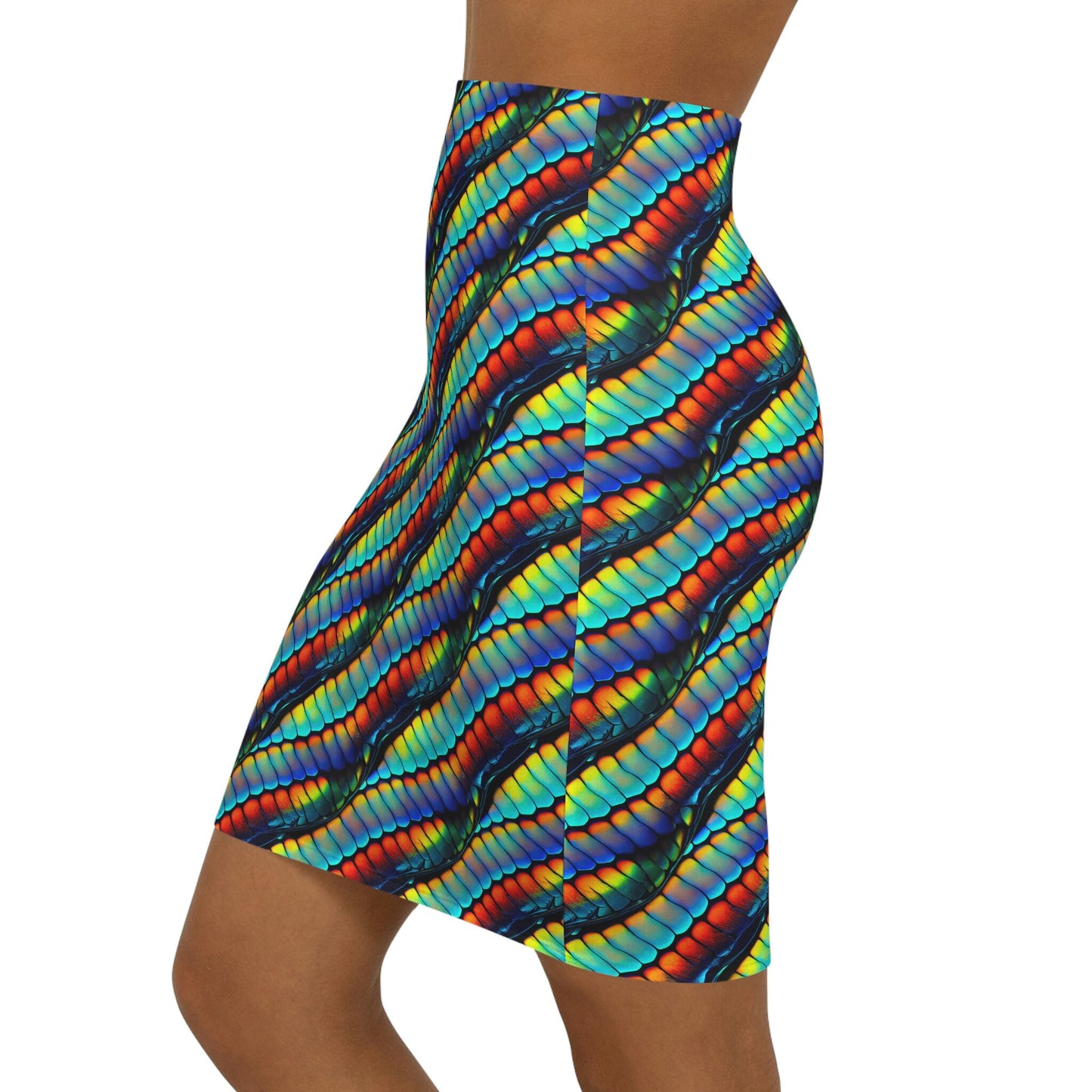 Rainbow Scales Skirt, Women's Mini Skirt, Pencil Skirts for Women, High Waist Summer Skirt, Cute Designer Skirt