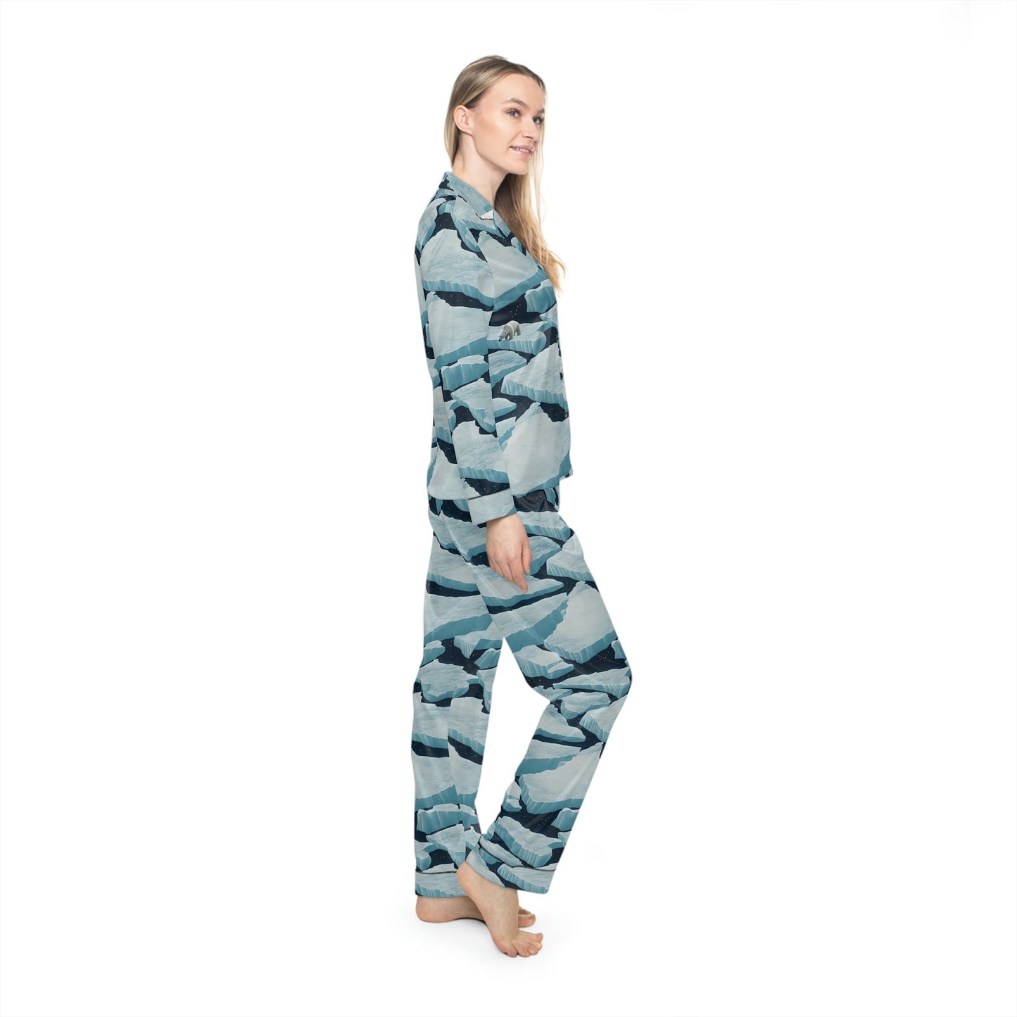 Polar Bear Pajamas Set Women, Bear Clothing Satin Pajamas, Iceberg Clothing Animal Pajamas, Pjs for Women Clothing Set, Night Wear