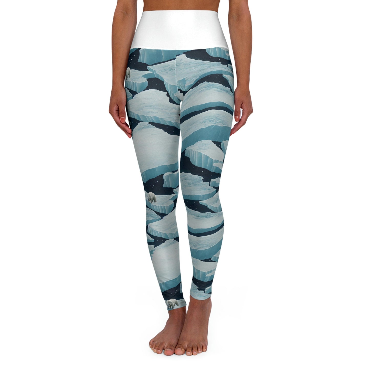 Polar Bear High Waist Leggings, Iceberg Yoga Leggings, Workout Leggings for Women, Fitness Leggings, Gym Leggings