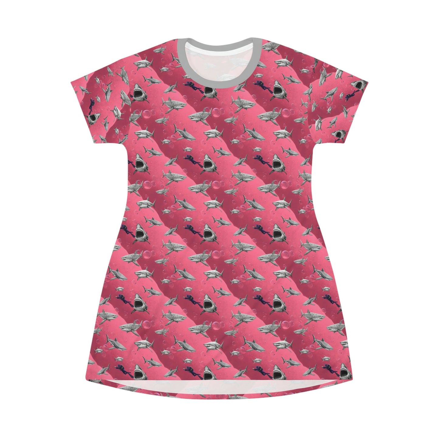 Shark Pink Sea ScubaT-Shirt Dress