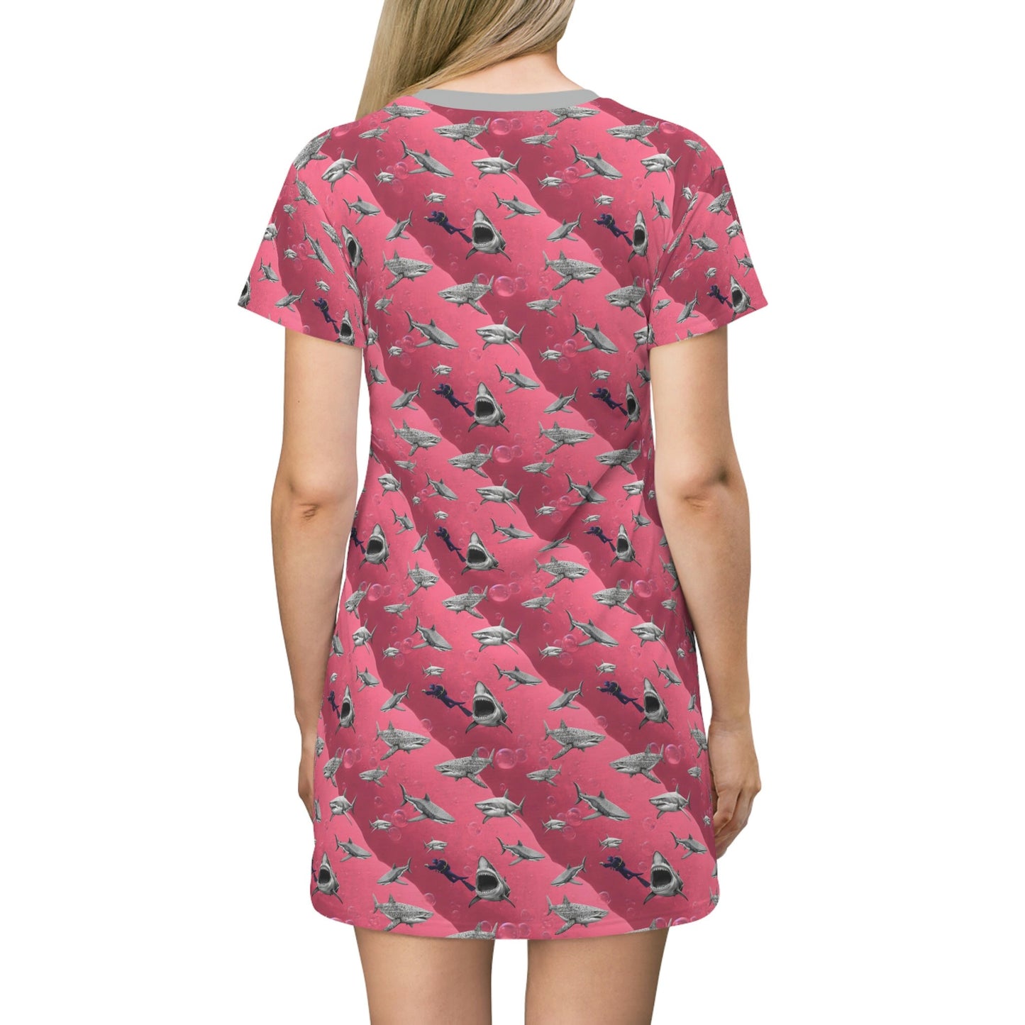 Shark Pink Sea ScubaT-Shirt Dress