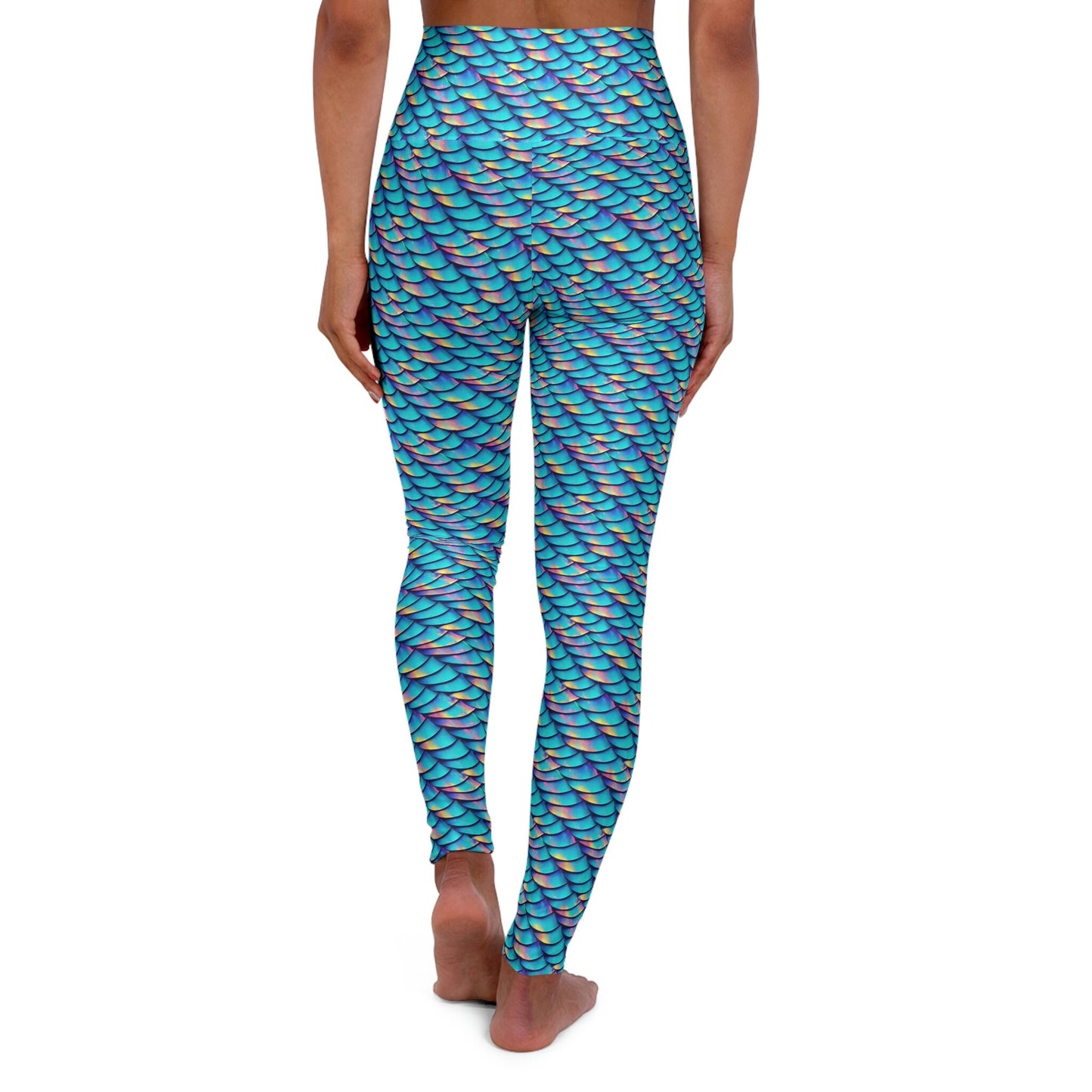 Iridescent Scales High Waist Leggings, Workout Yoga Leggings, Fitness Leggings, Gym Leggings, Plus Size Leggings