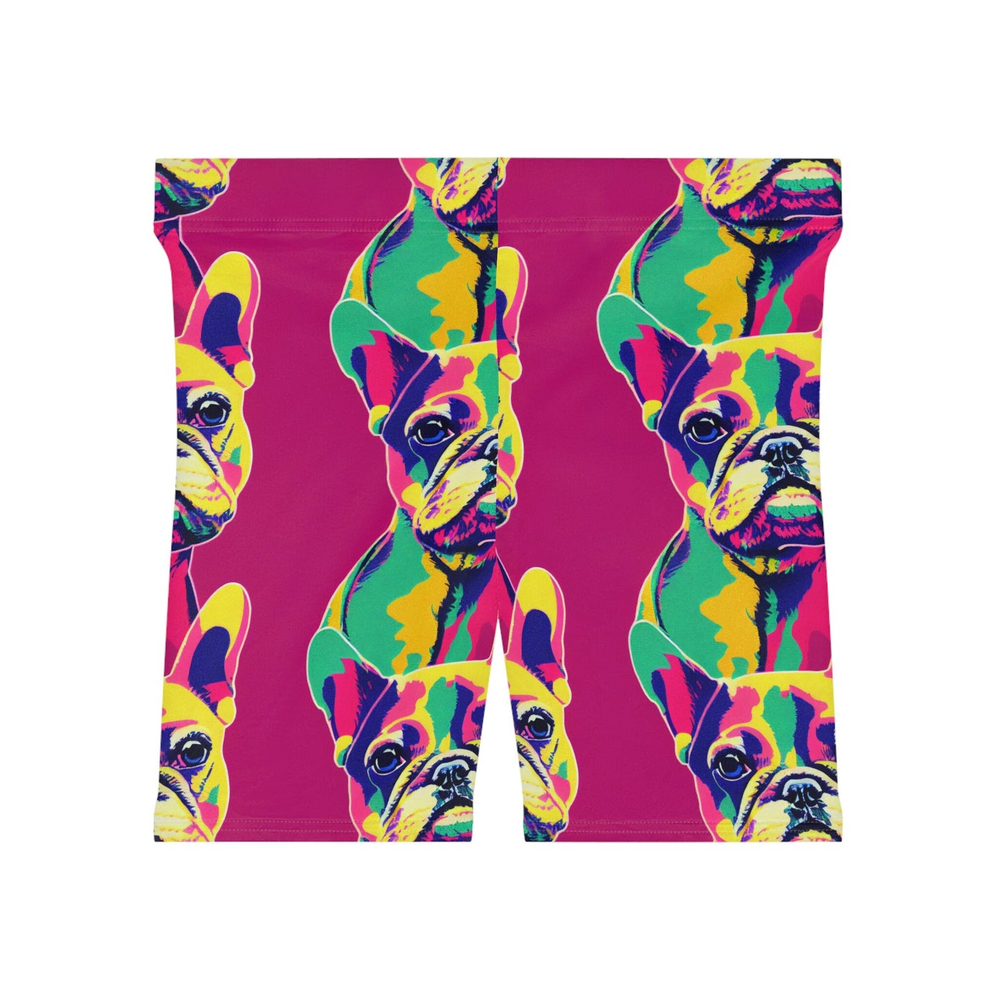 French Bulldog Women Biker Shorts, Frenchie Clothing Workout Shorts, Animal Clothing Gym Shorts, Sexy Booty Shorts, Pink Yoga Shorts