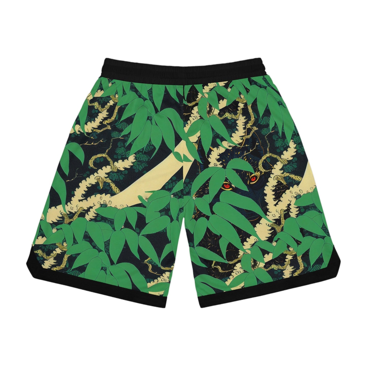 Black Wolf Jungle Basketball Shorts, Botanical Clothing High Waisted Shorts, Wolf Clothing Graphic Shorts, Athletic Shorts