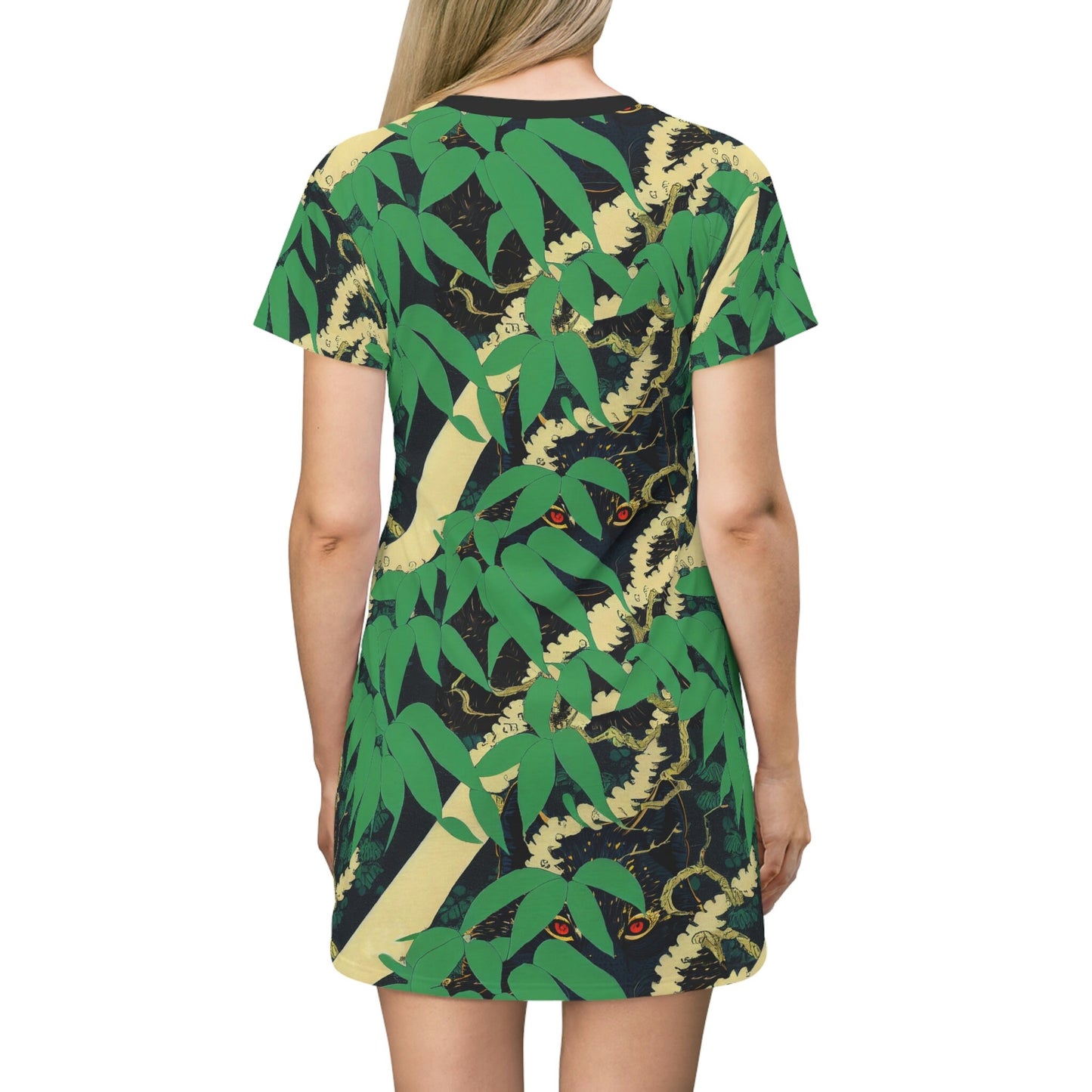 Wolf Shirt Dress, Botanical Tshirt Dress, Women Summer Shirt Dress, Oversized Aesthetic Tshirt, Short Sleeve Comfy Shirt