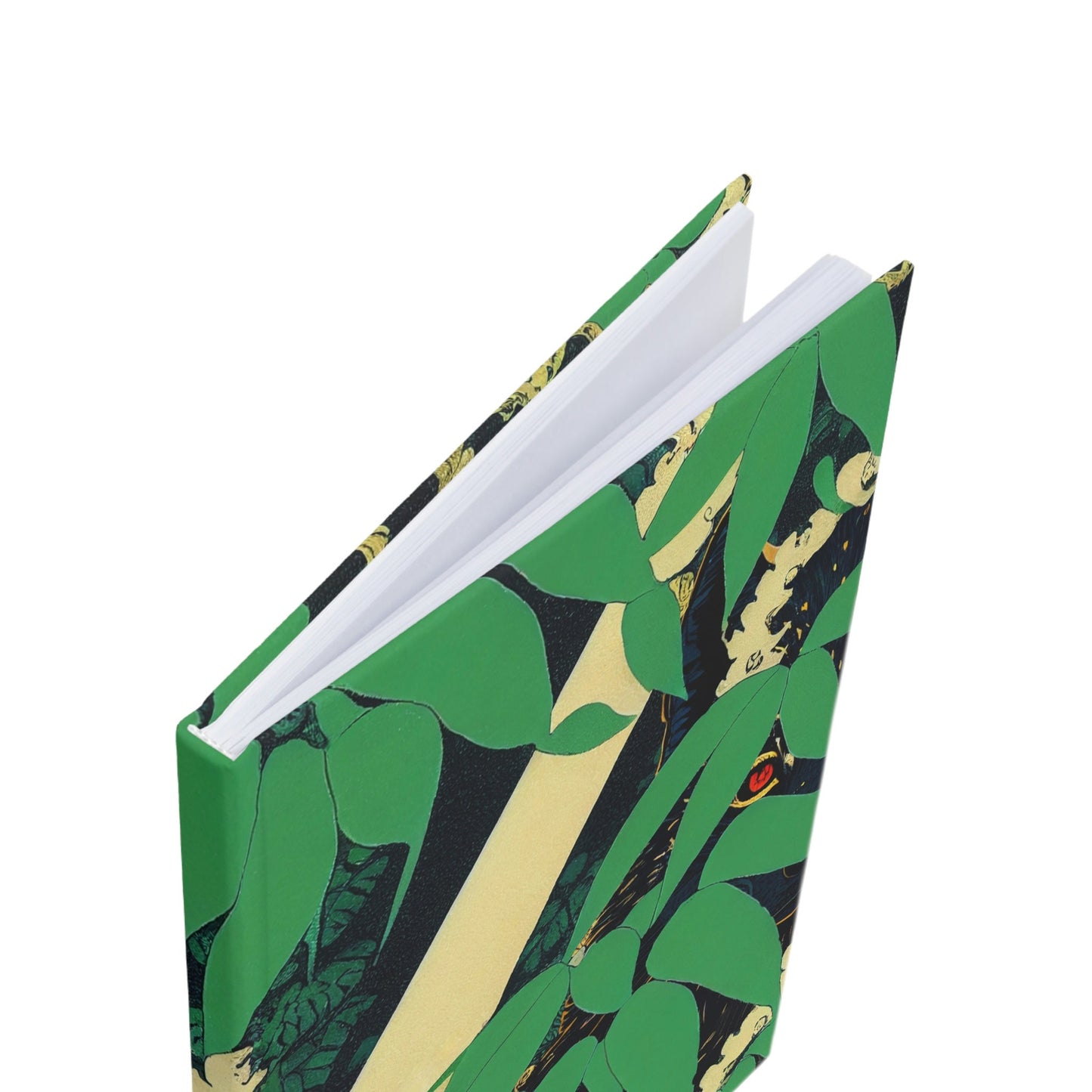 Black Wolf Hardcover Journal, Forest Journal, Writing Journal, Green Print Notebook Journal, Blank Page Journal