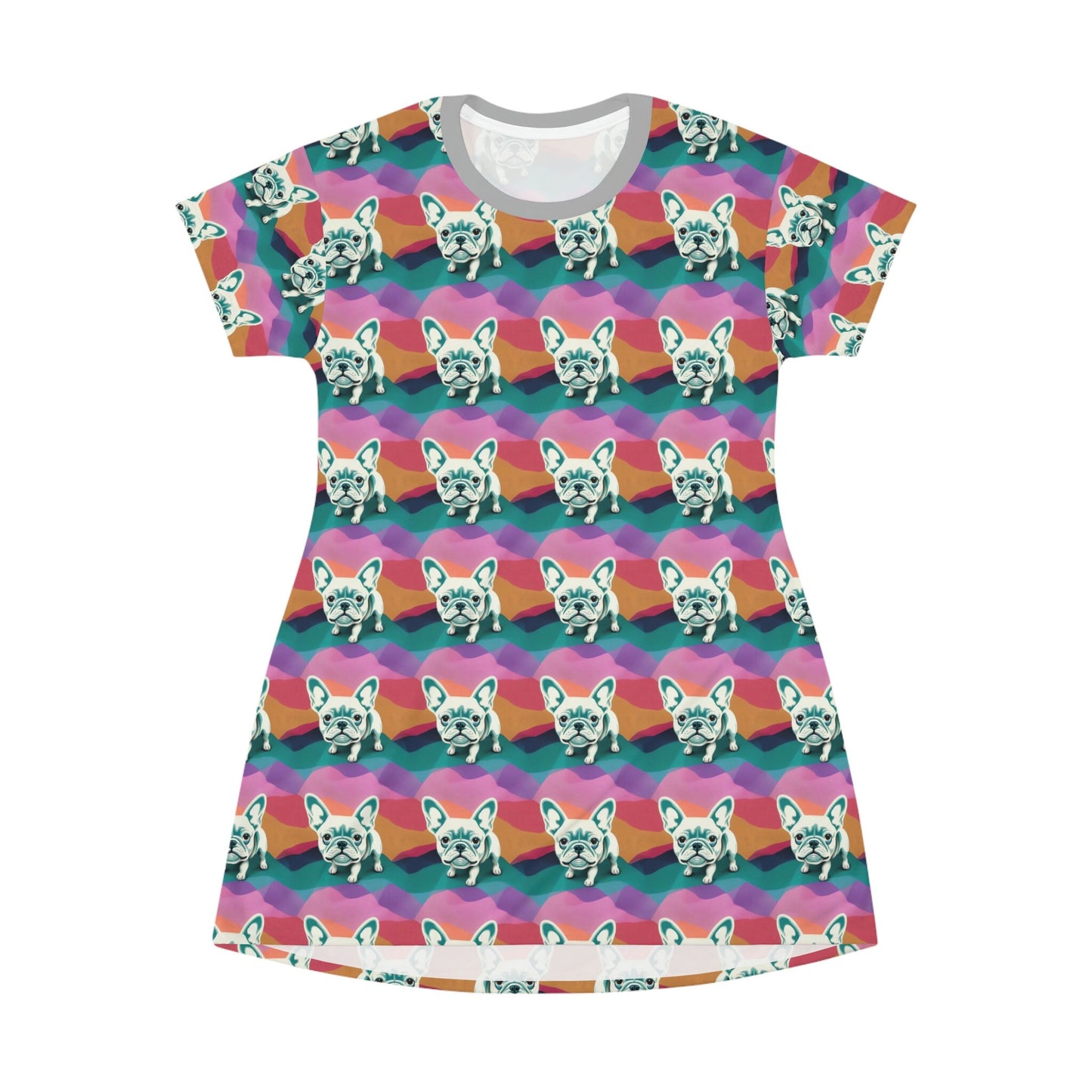 French BullDog Shirt Dress, Plus Size Dog Lover Tshirt Dress, Aesthetic Animal Tshirt, Oversized Tshirt Dress, Comfy Shirt