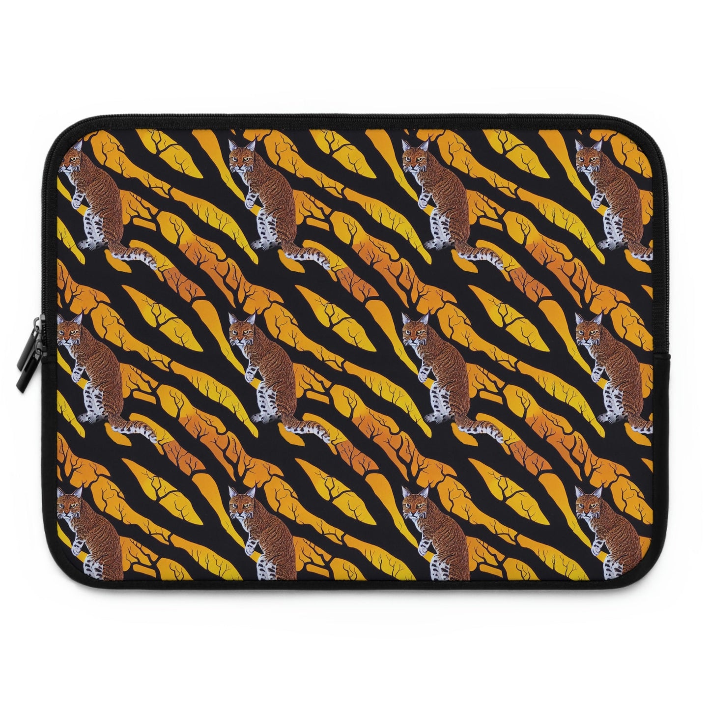 Bobcat in Spooky Forest Laptop Sleeve, Laptop Organizer Zipper Pouch, Animal Laptop Case, Laptop Travel Case, Tree Laptop Pouch