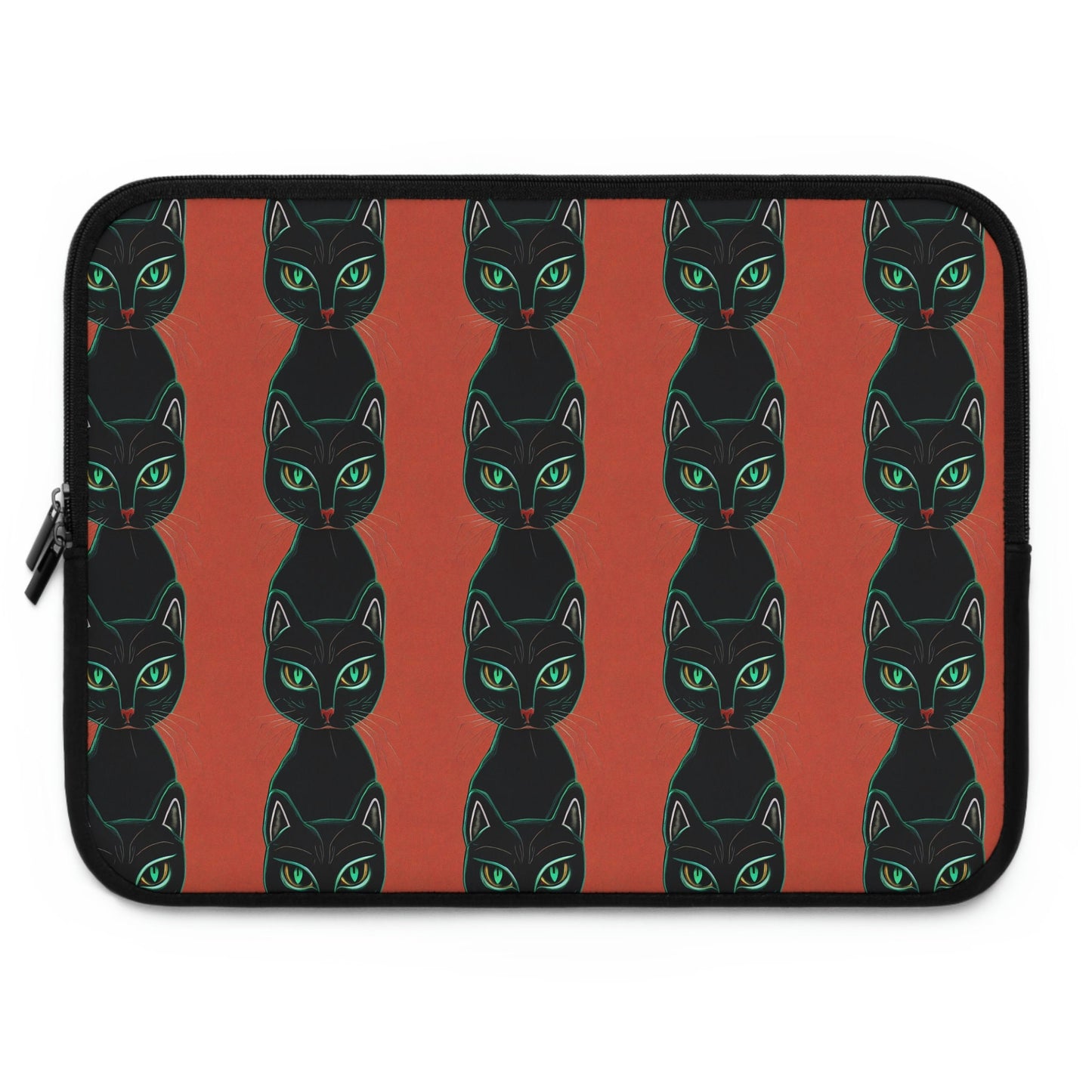 Green Eyed Cat Pattern Laptop Sleeve, Spooky Cats Laptop Travel Case, Laptop Organizer Zipper Pouch, Laptop Accessories, Laptop Case