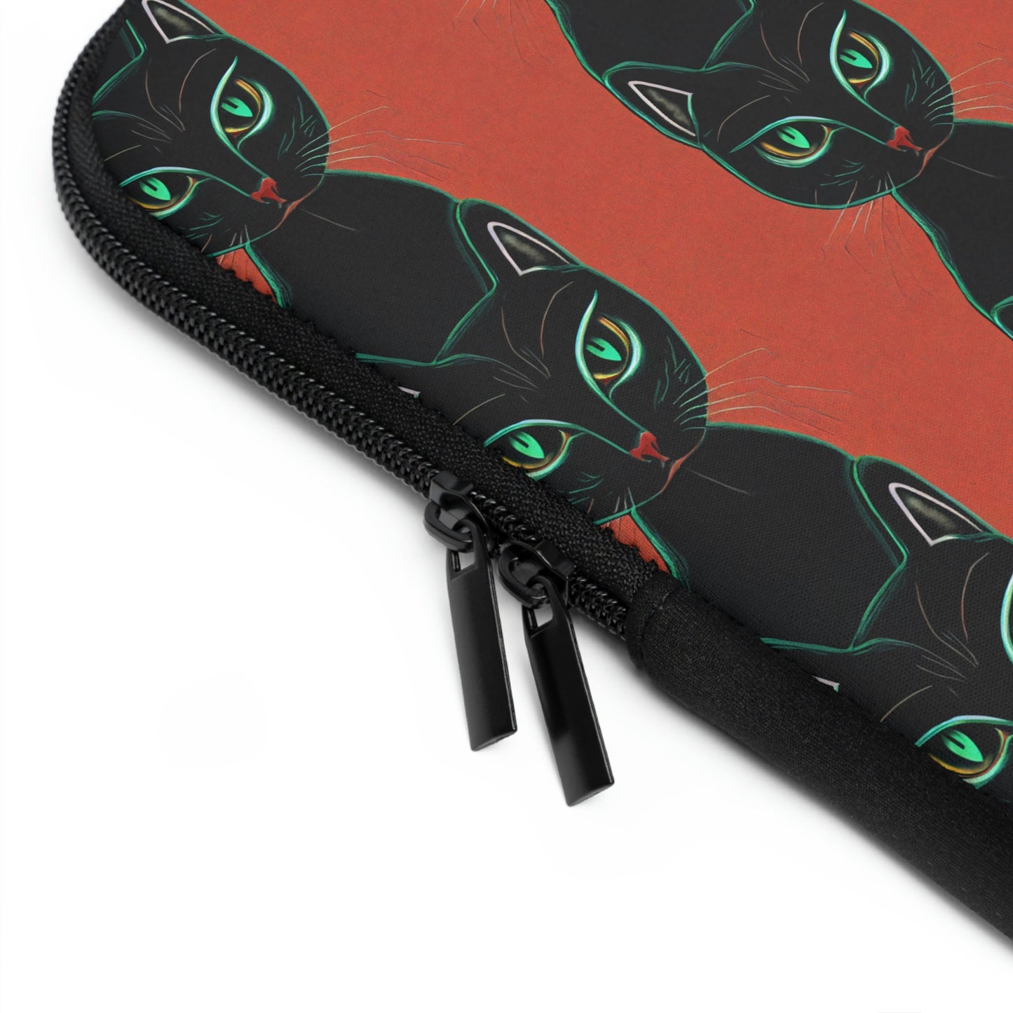 Green Eyed Cat Pattern Laptop Sleeve, Spooky Cats Laptop Travel Case, Laptop Organizer Zipper Pouch, Laptop Accessories, Laptop Case