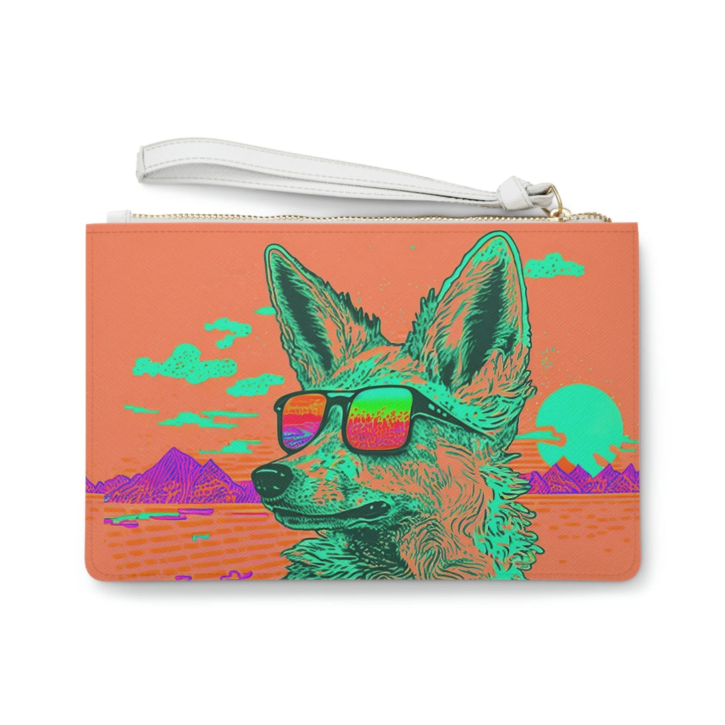 Colorful Clutch Bag, Coyote Desert Sunglasses Clutch Purse, Bridal Party Bag For Women, Small Cosmetic Clutch Bag