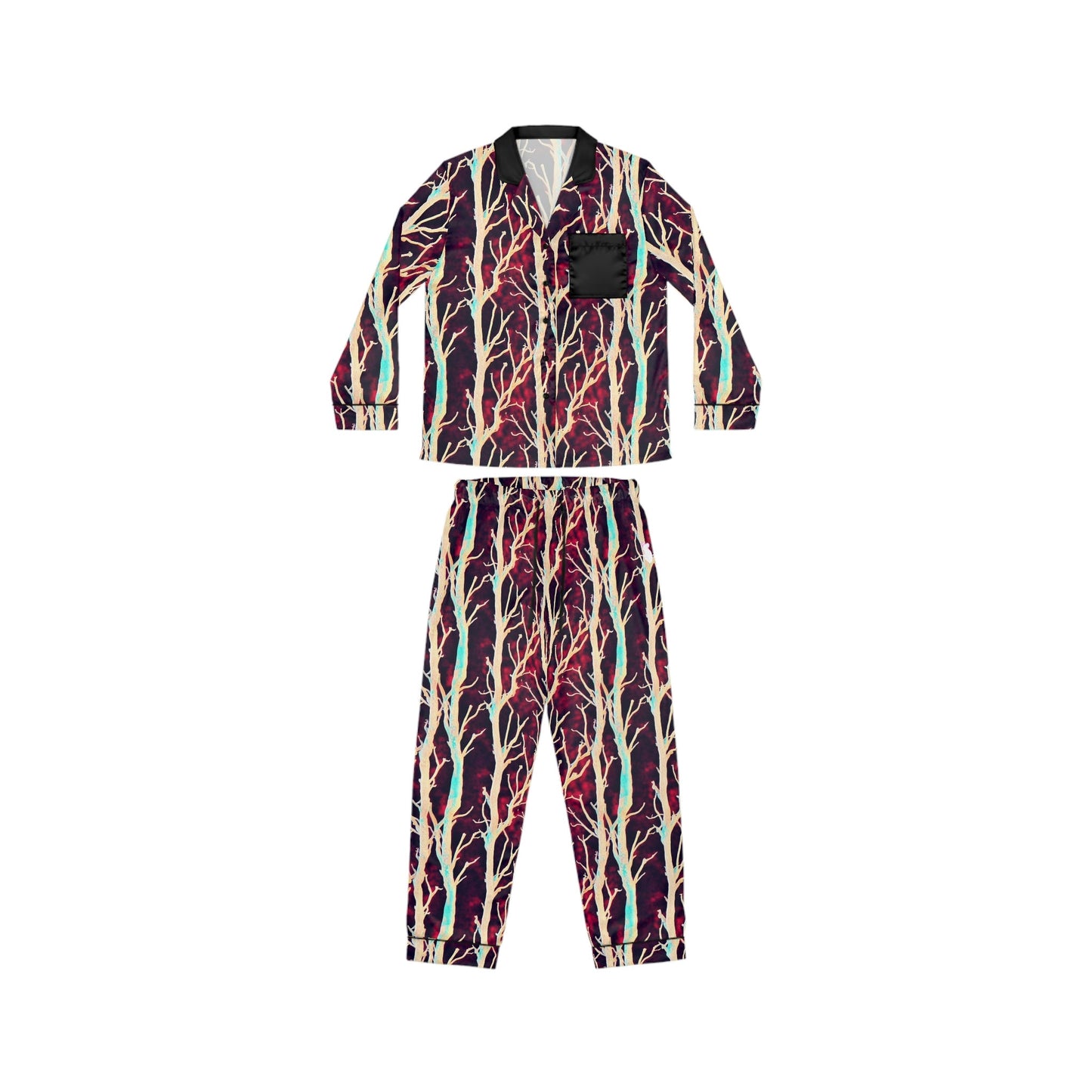 Purple Forest Koala Pajama Set Women, Purple Satin Pajamas, Comfy Pjs for Women, Animal Pajamas, Polyester Pajamas Night Wear