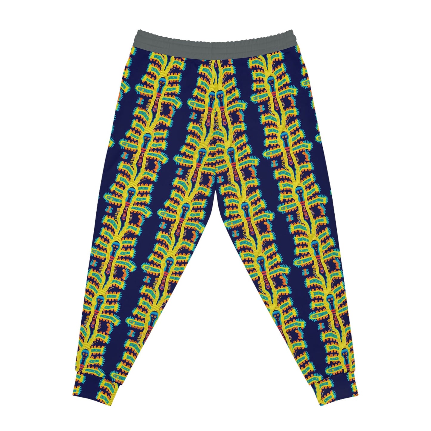 Cryptid Native Huichol Style Mens Joggers, Athletic Clothing High Waisted Joggers, Mens Yoga Pants, Comfy Workout Pants