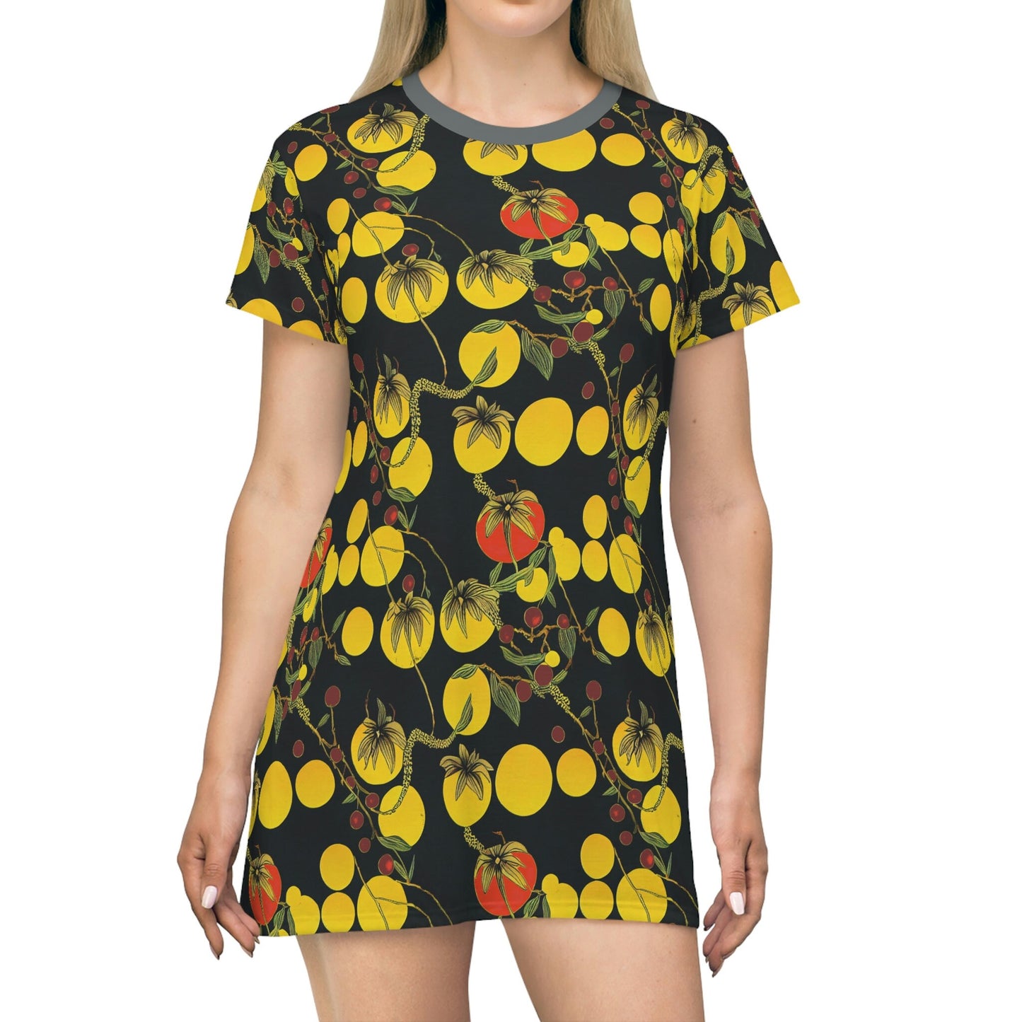 Tomato Shirt Dress, Botanical Tshirt Dress, Oversized Tshirt For Women, Western Tshirt Dress, Comfy Shirt Casual Dress