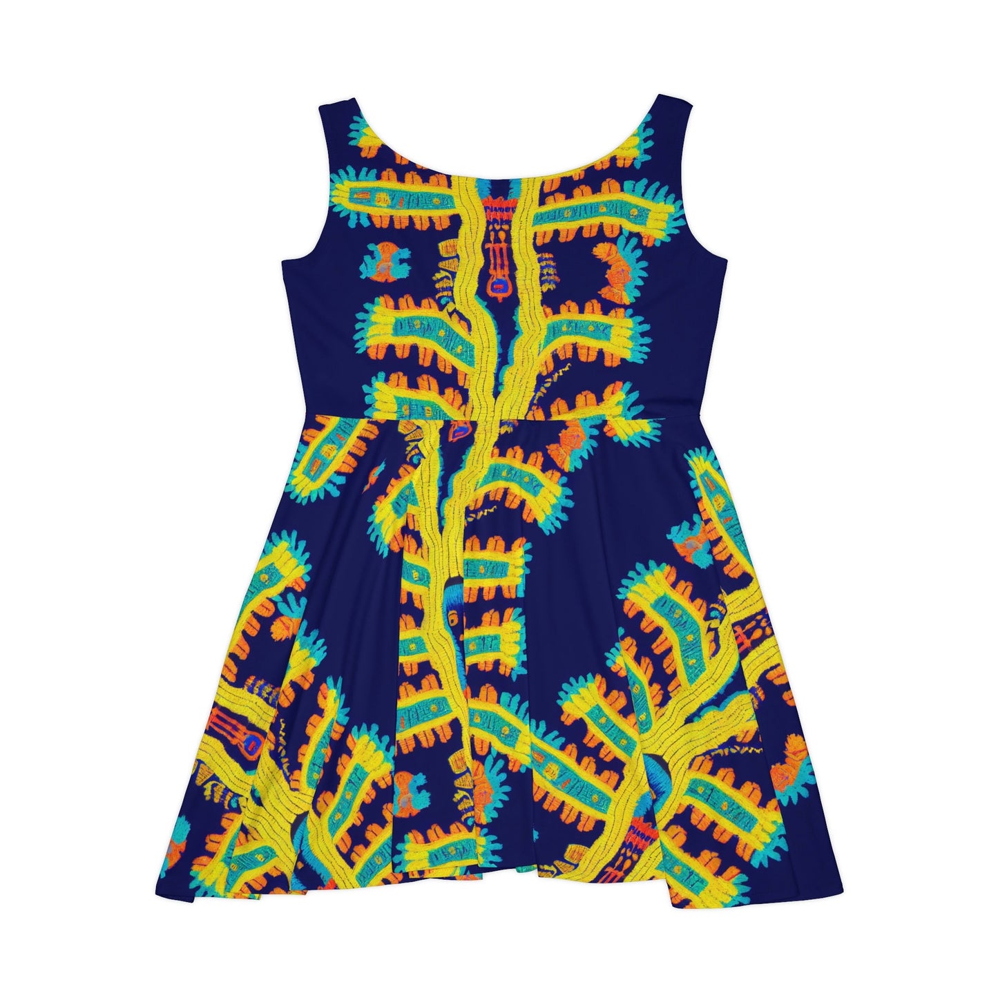 Cryptid Native Skater Dress, Huichol Style Skater Dress for Women, Handmade Mini Skater Dress, Sleeveless Summer Dress