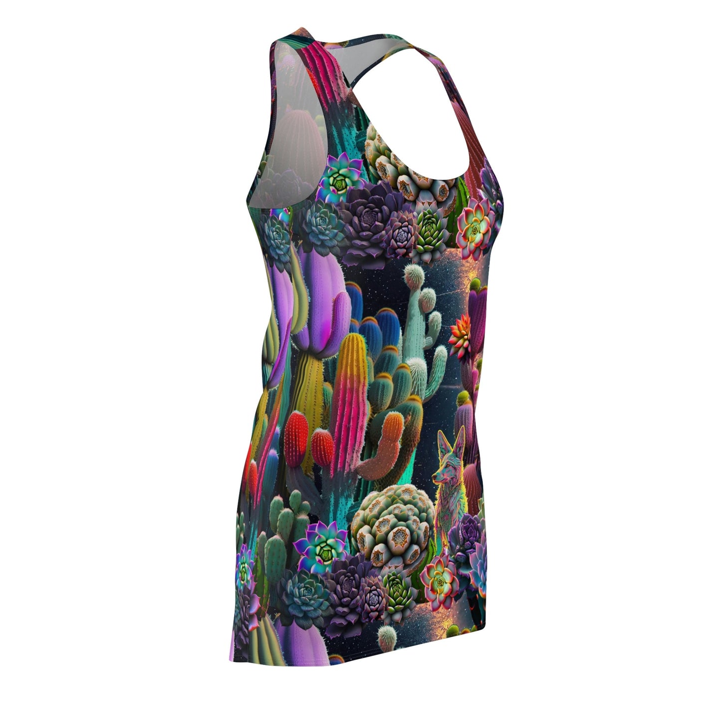 Coyote Cactus Dream Women's Cut & Sew Racerback Dress Cryptid Creatures Co