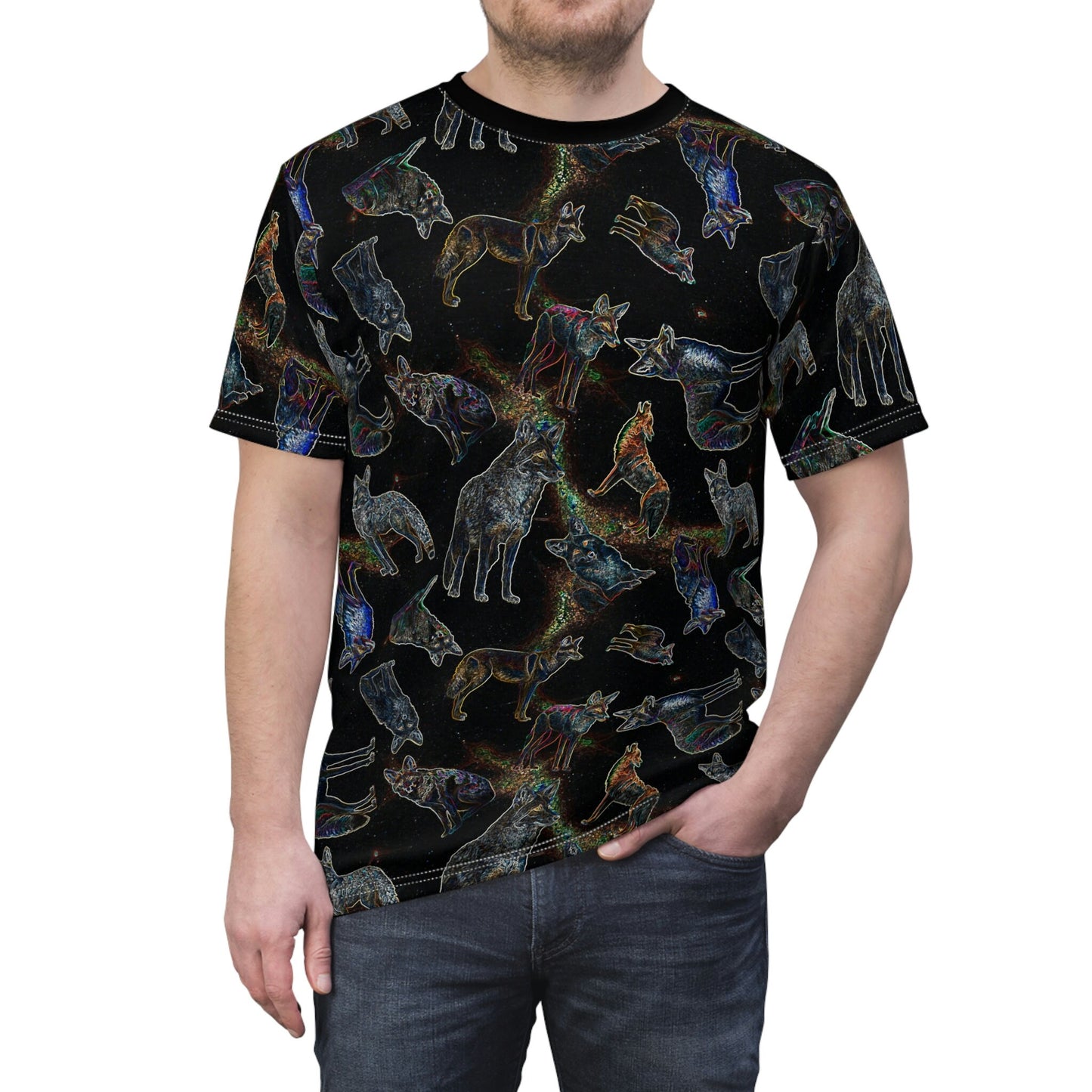 Coyote Galaxy Unisex Tshirt, Coyote Galaxy, Adult fashion, T-shirt, Stylish pattern, space, Comfortable fit, Breathable