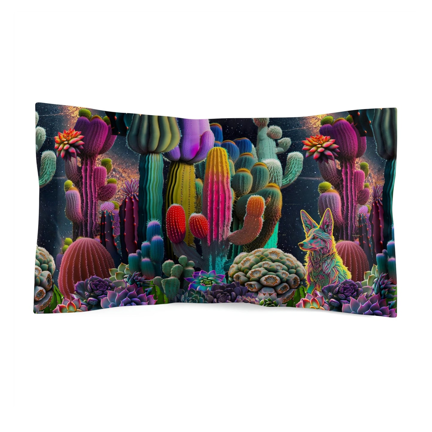 Coyote Cactus Dream Microfiber Pillow Sham Cryptid Creatures Co