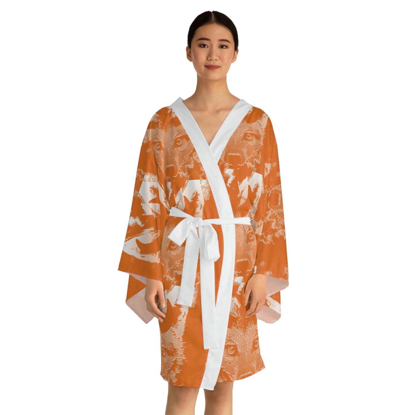 Horned Coyote Long Sleeve Kimono Robe