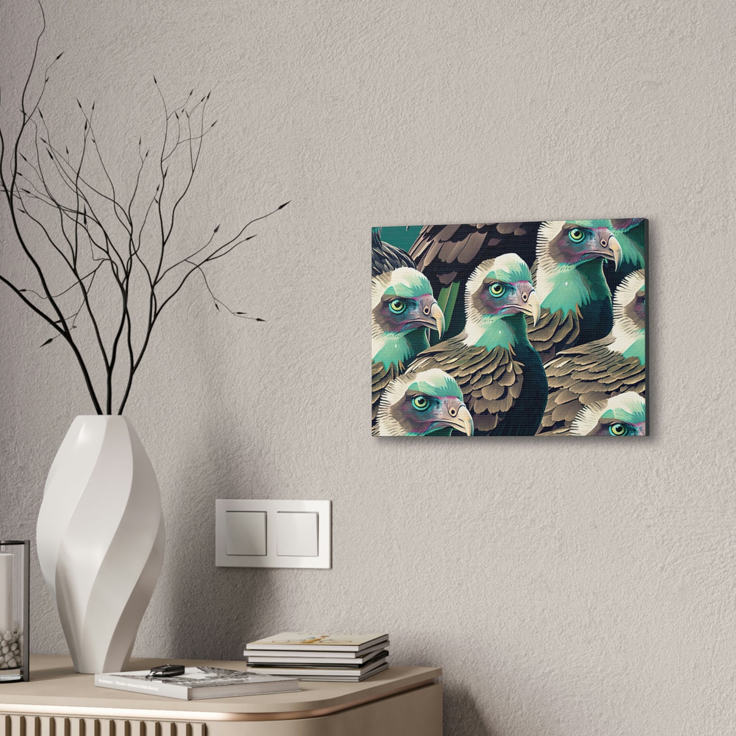 Vultures Pastel Canvas Wall Art, Vulture Decor Bird Wall Art, Colorful Birds Wall Decor, Nature Wall Art, Bird Lover Gift