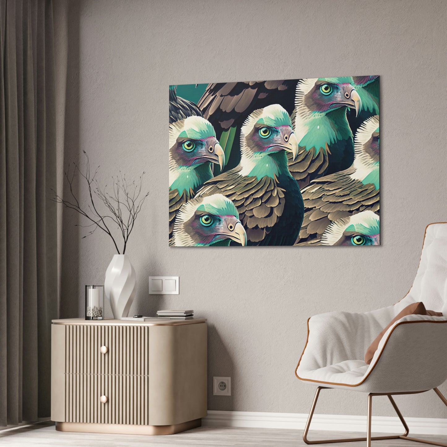 Vultures Pastel Canvas Wall Art, Vulture Decor Bird Wall Art, Colorful Birds Wall Decor, Nature Wall Art, Bird Lover Gift