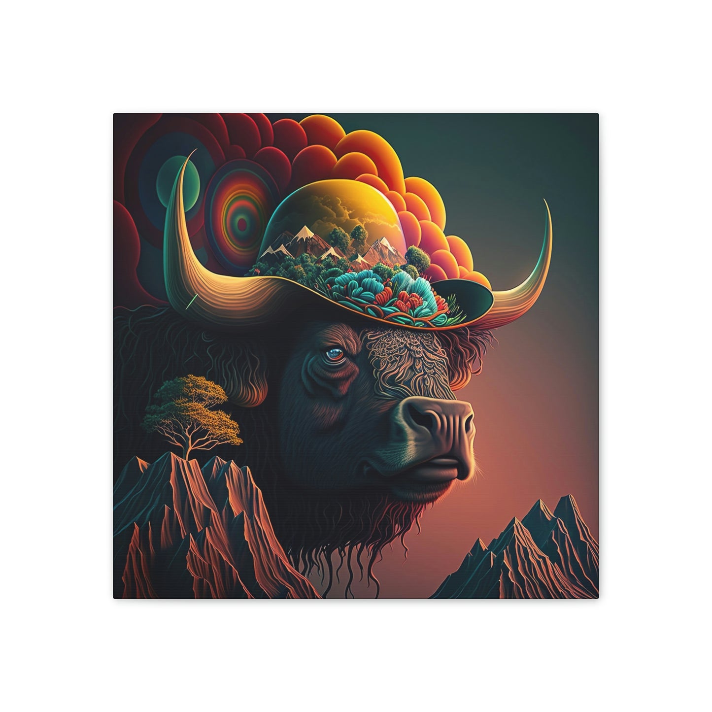 Father Bison Print Art, Buffalo Wall Art, Bison Print Wildlife Art, Ai Bison Painting for Home Decor, Buffalo Lover Gift