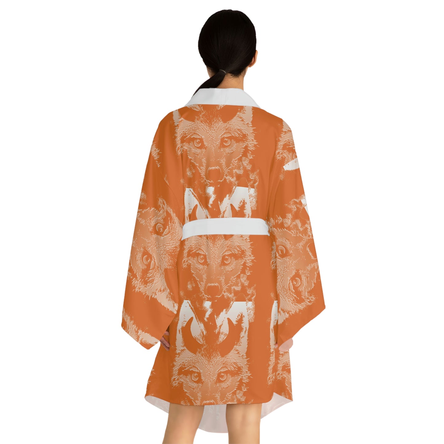 Horned Coyote Long Sleeve Kimono Robe