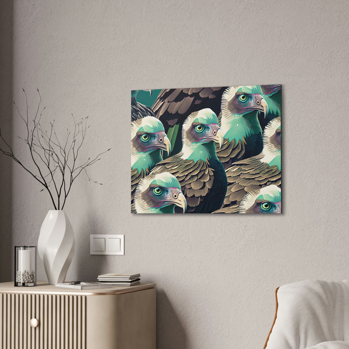 Vultures Pastel Canvas Wall Art, Vulture Decor Bird Wall Art, Colorful Birds Wall Decor, Nature Wall Art, Bird Lover Gift