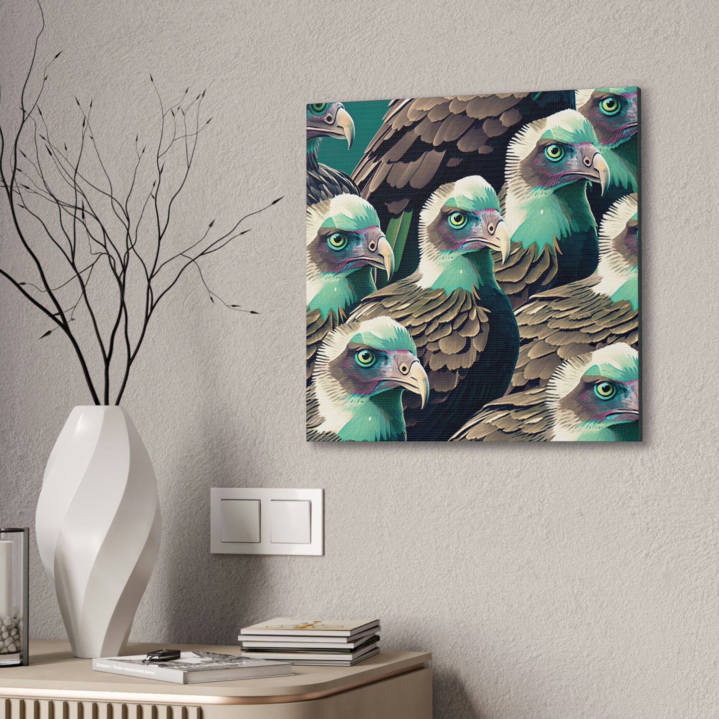 Vultures Pastel Canvas Wall Art, Vulture Decor Bird Wall Art, Colorful Birds Wall Decor, Nature Wall Art, Bird Lover Gift