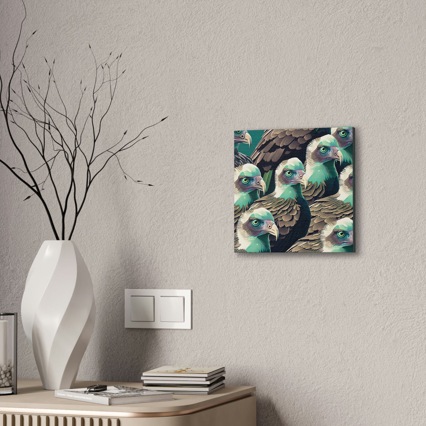Vultures Pastel Canvas Wall Art, Vulture Decor Bird Wall Art, Colorful Birds Wall Decor, Nature Wall Art, Bird Lover Gift