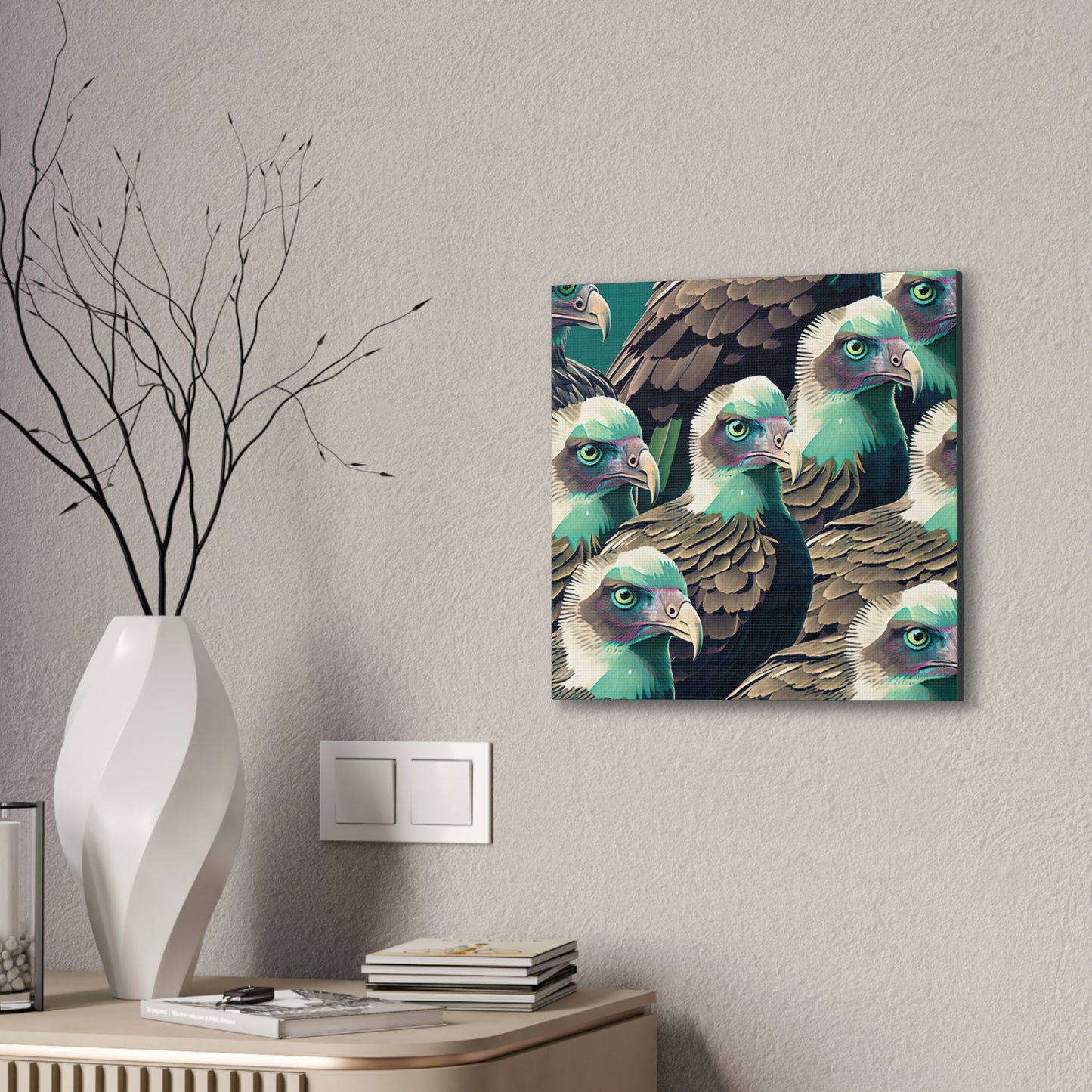 Vultures Pastel Canvas Wall Art, Vulture Decor Bird Wall Art, Colorful Birds Wall Decor, Nature Wall Art, Bird Lover Gift