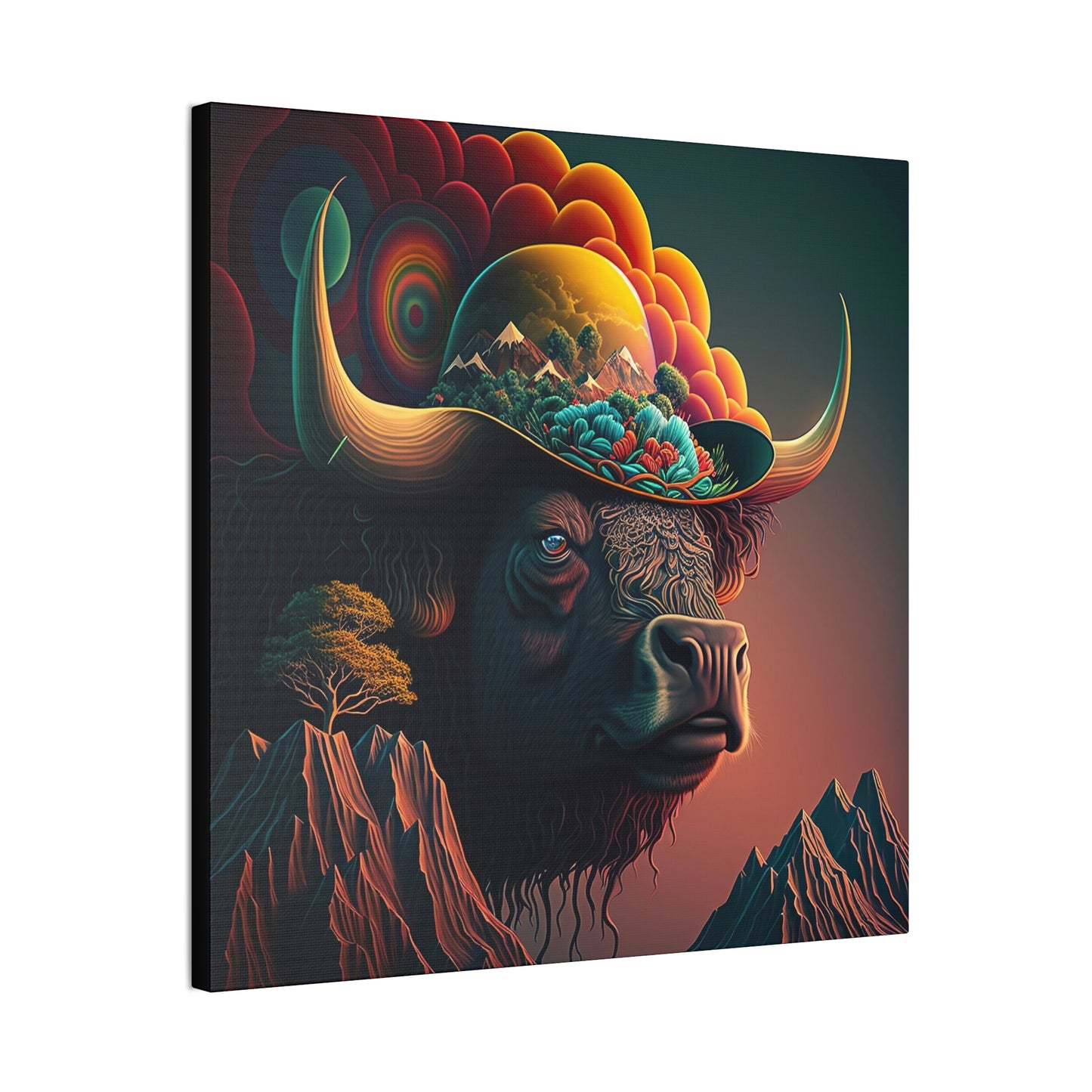 Father Bison Print Art, Buffalo Wall Art, Bison Print Wildlife Art, Ai Bison Painting for Home Decor, Buffalo Lover Gift