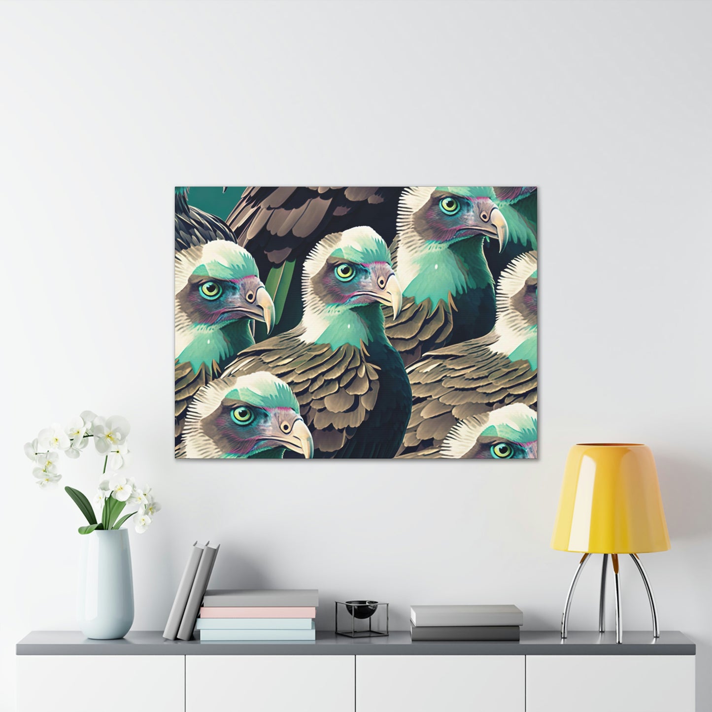 Vultures Pastel Canvas Wall Art, Vulture Decor Bird Wall Art, Colorful Birds Wall Decor, Nature Wall Art, Bird Lover Gift