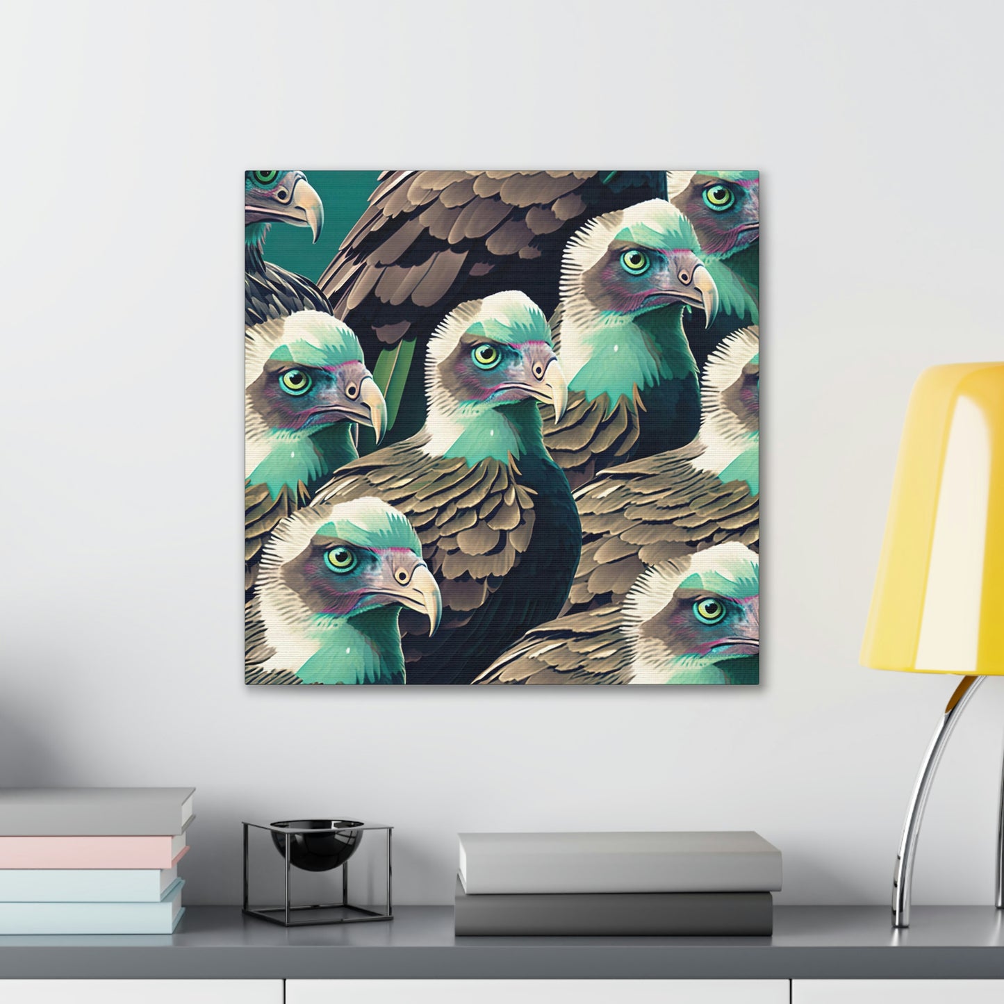 Vultures Pastel Canvas Wall Art, Vulture Decor Bird Wall Art, Colorful Birds Wall Decor, Nature Wall Art, Bird Lover Gift