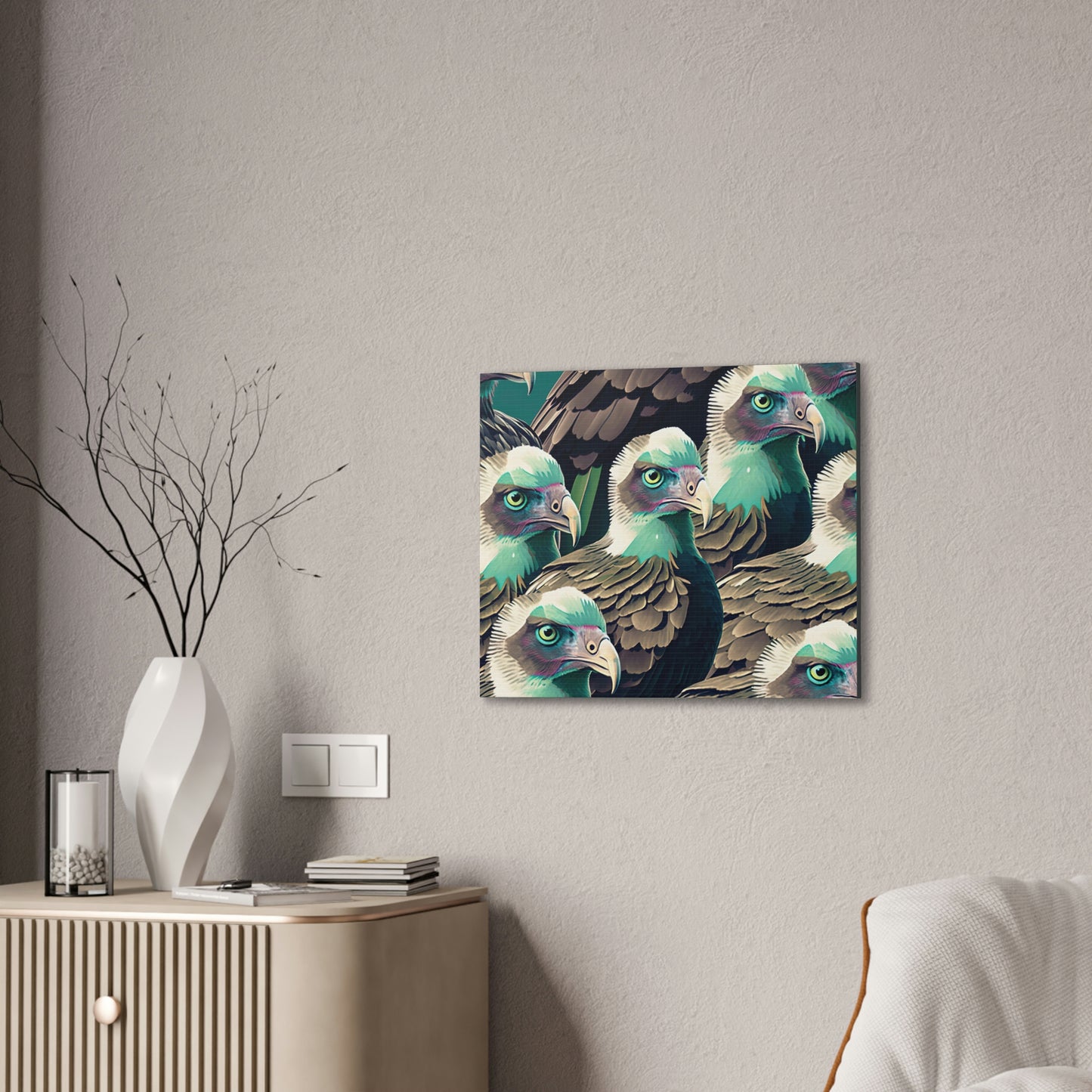 Vultures Pastel Canvas Wall Art, Vulture Decor Bird Wall Art, Colorful Birds Wall Decor, Nature Wall Art, Bird Lover Gift