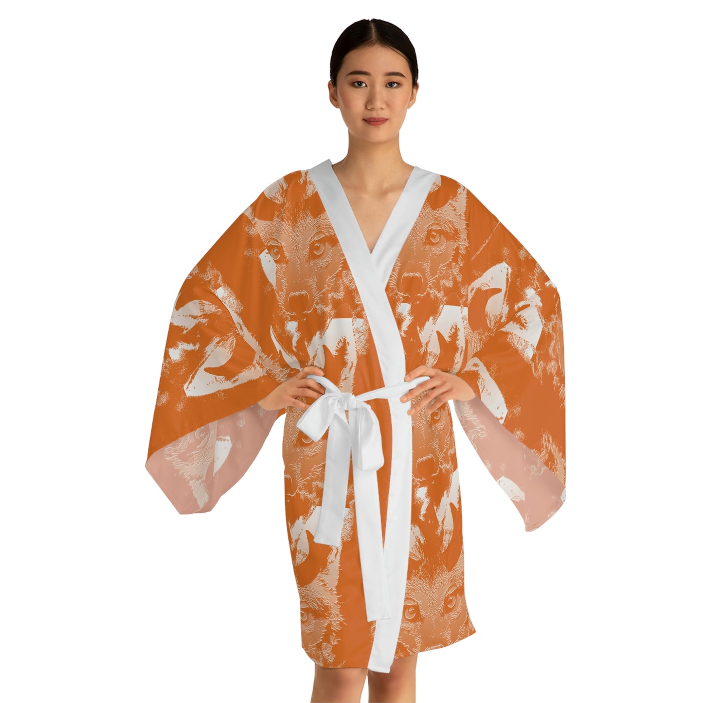 Horned Coyote Long Sleeve Kimono Robe