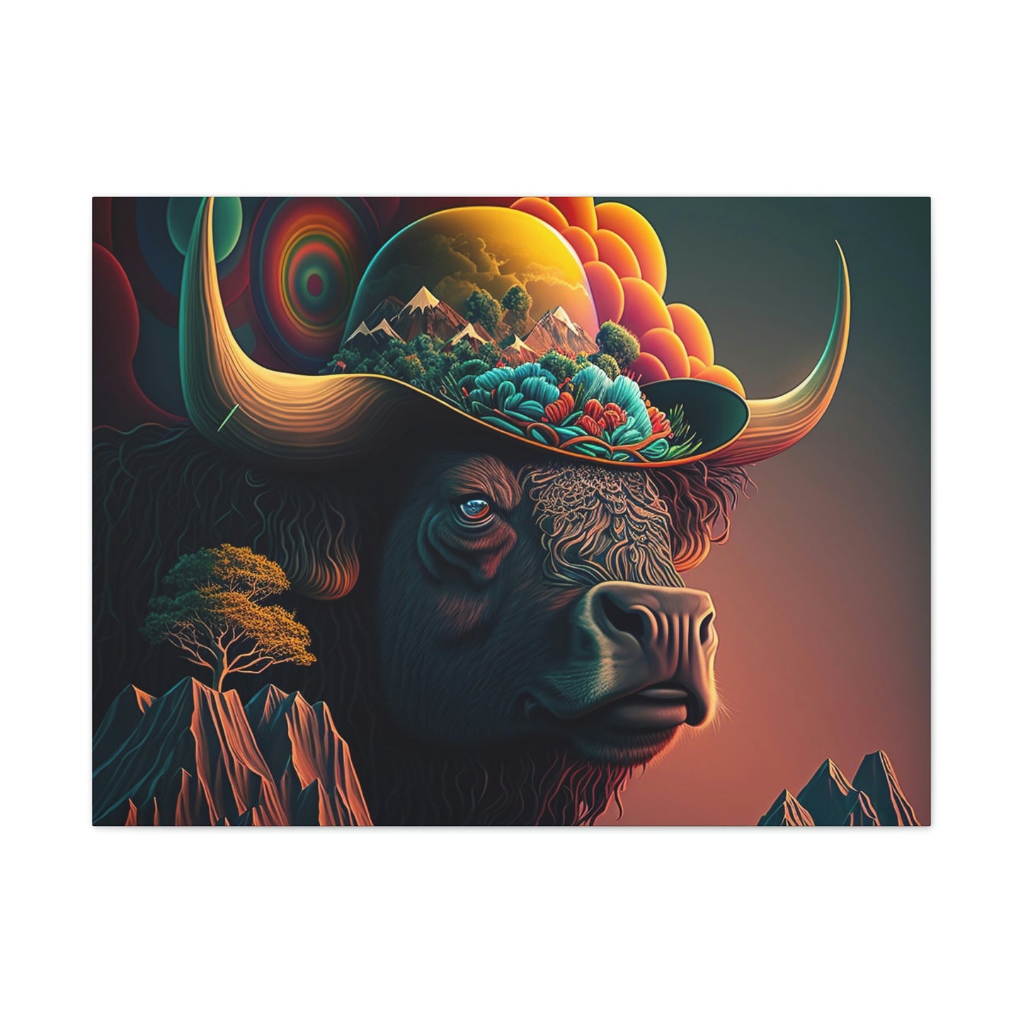 Father Bison Print Art, Buffalo Wall Art, Bison Print Wildlife Art, Ai Bison Painting for Home Decor, Buffalo Lover Gift
