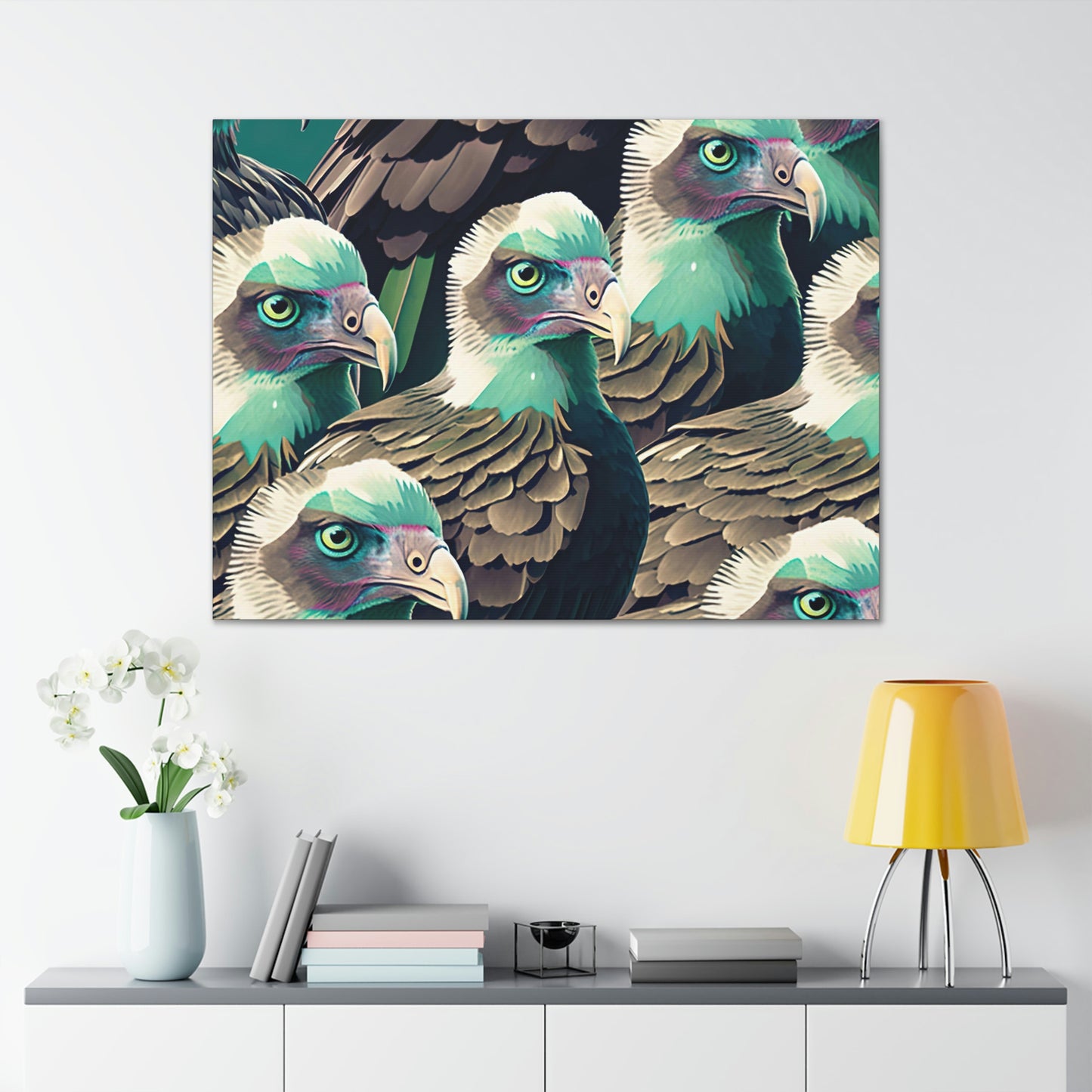 Vultures Pastel Canvas Wall Art, Vulture Decor Bird Wall Art, Colorful Birds Wall Decor, Nature Wall Art, Bird Lover Gift