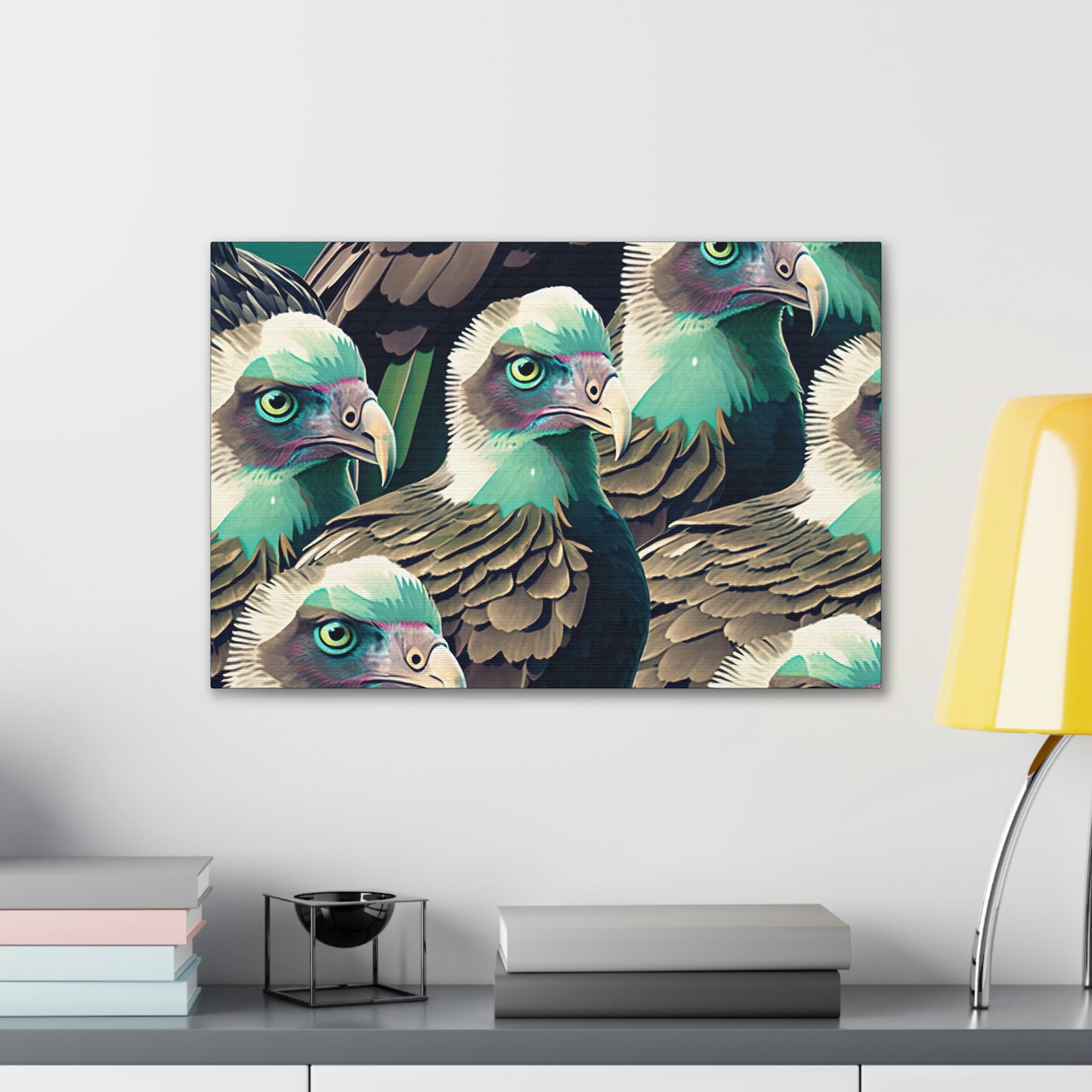 Vultures Pastel Canvas Wall Art, Vulture Decor Bird Wall Art, Colorful Birds Wall Decor, Nature Wall Art, Bird Lover Gift