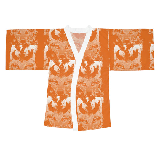 Horned Coyote Long Sleeve Kimono Robe