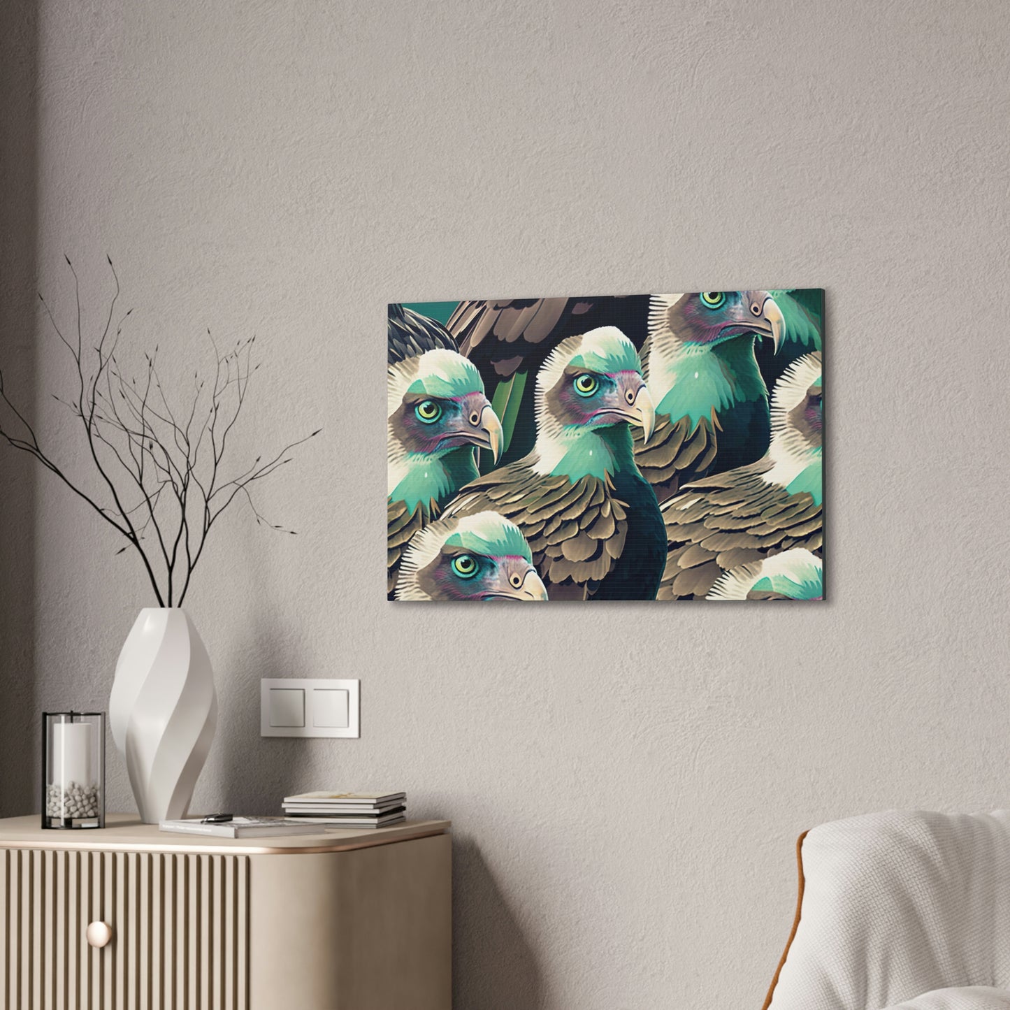 Vultures Pastel Canvas Wall Art, Vulture Decor Bird Wall Art, Colorful Birds Wall Decor, Nature Wall Art, Bird Lover Gift