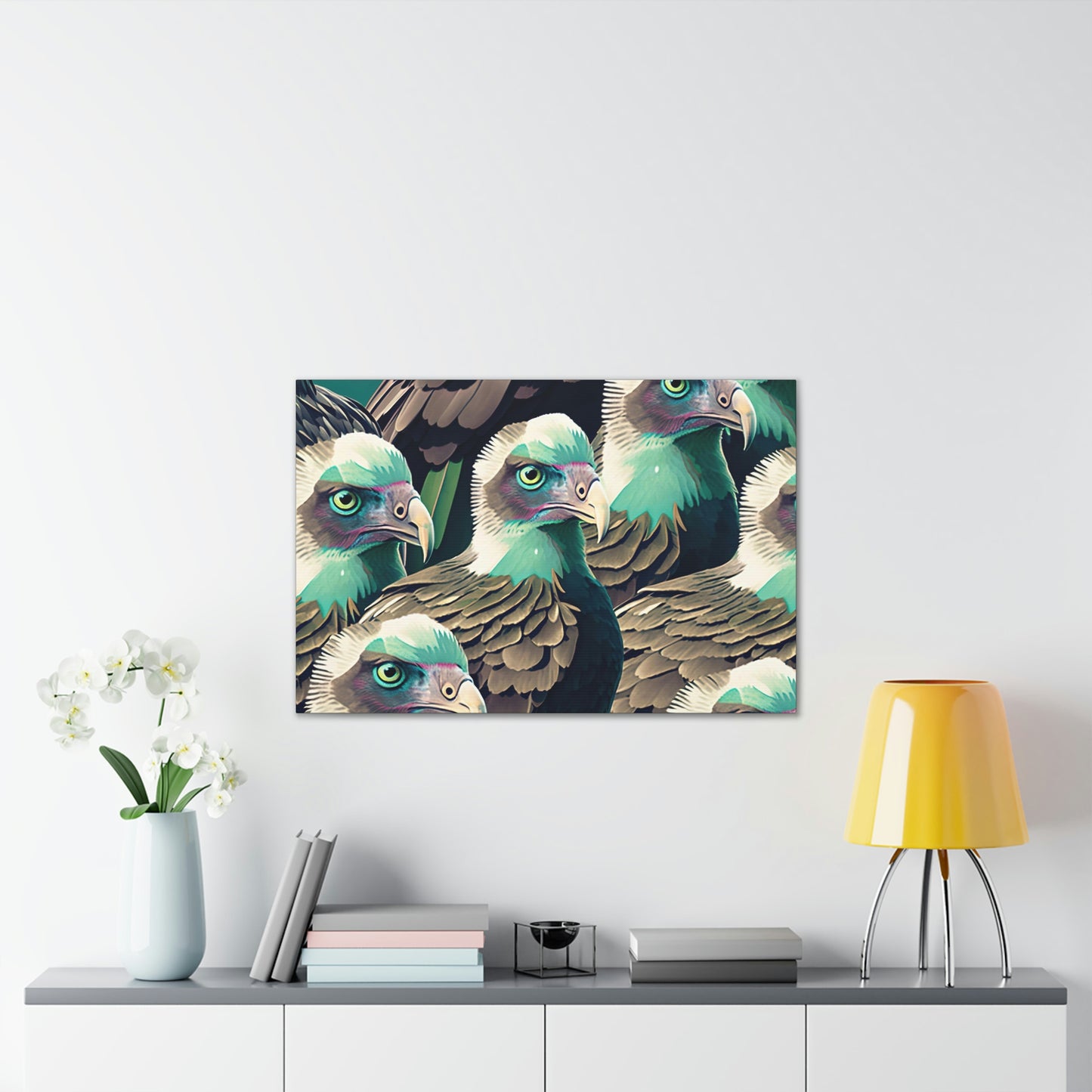 Vultures Pastel Canvas Wall Art, Vulture Decor Bird Wall Art, Colorful Birds Wall Decor, Nature Wall Art, Bird Lover Gift