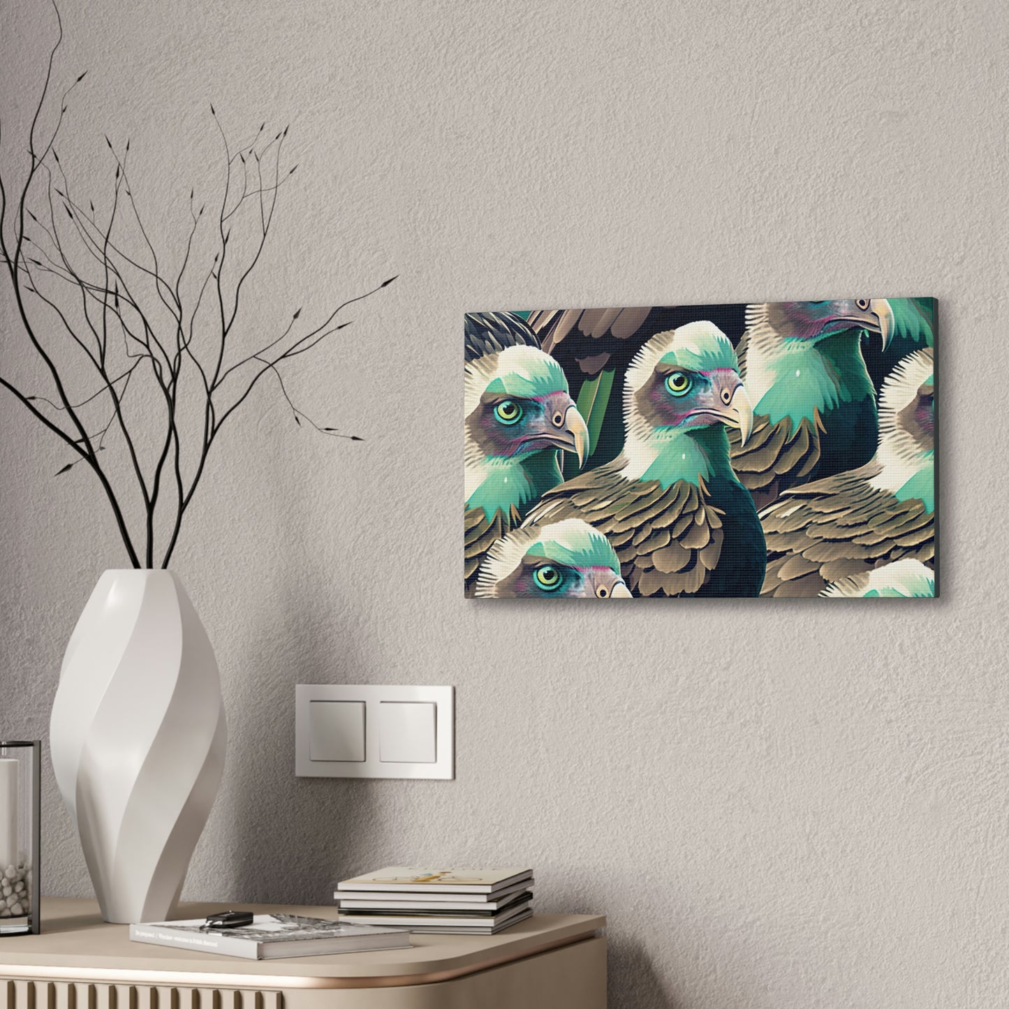 Vultures Pastel Canvas Wall Art, Vulture Decor Bird Wall Art, Colorful Birds Wall Decor, Nature Wall Art, Bird Lover Gift