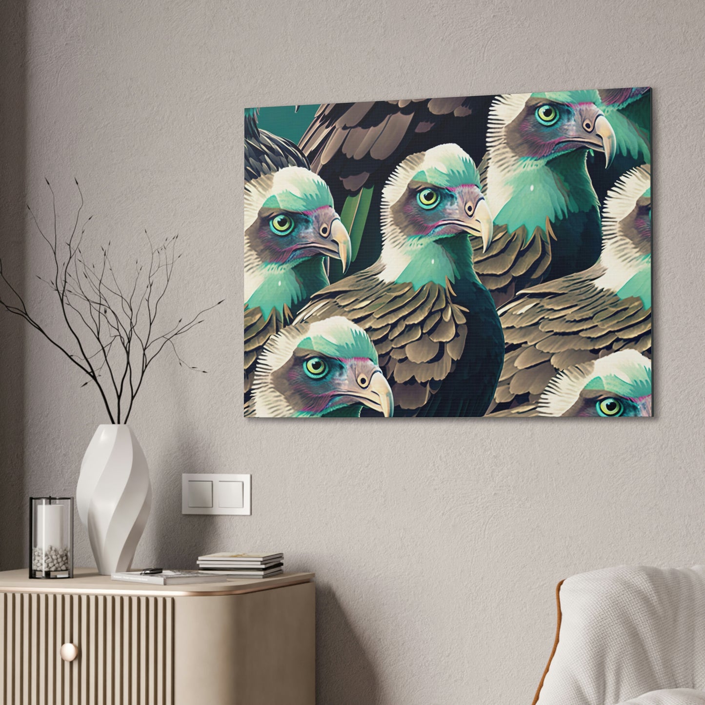 Vultures Pastel Canvas Wall Art, Vulture Decor Bird Wall Art, Colorful Birds Wall Decor, Nature Wall Art, Bird Lover Gift