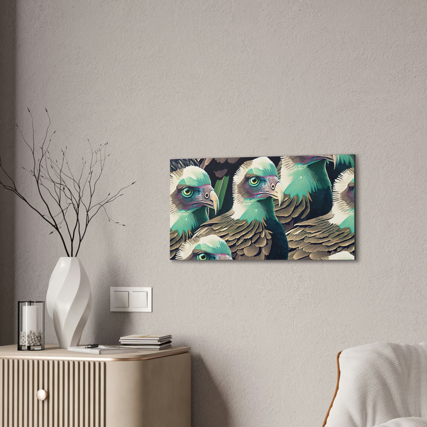 Vultures Pastel Canvas Wall Art, Vulture Decor Bird Wall Art, Colorful Birds Wall Decor, Nature Wall Art, Bird Lover Gift